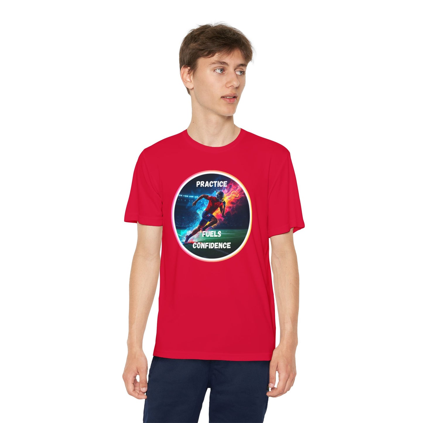 PRACTICE FUELS CONFIDENCE - Youth Athletic T-Shirt, Motivational Practice Tee for Young Athletes, Sports Team Gear, Training Apparel, Gift for Runners
