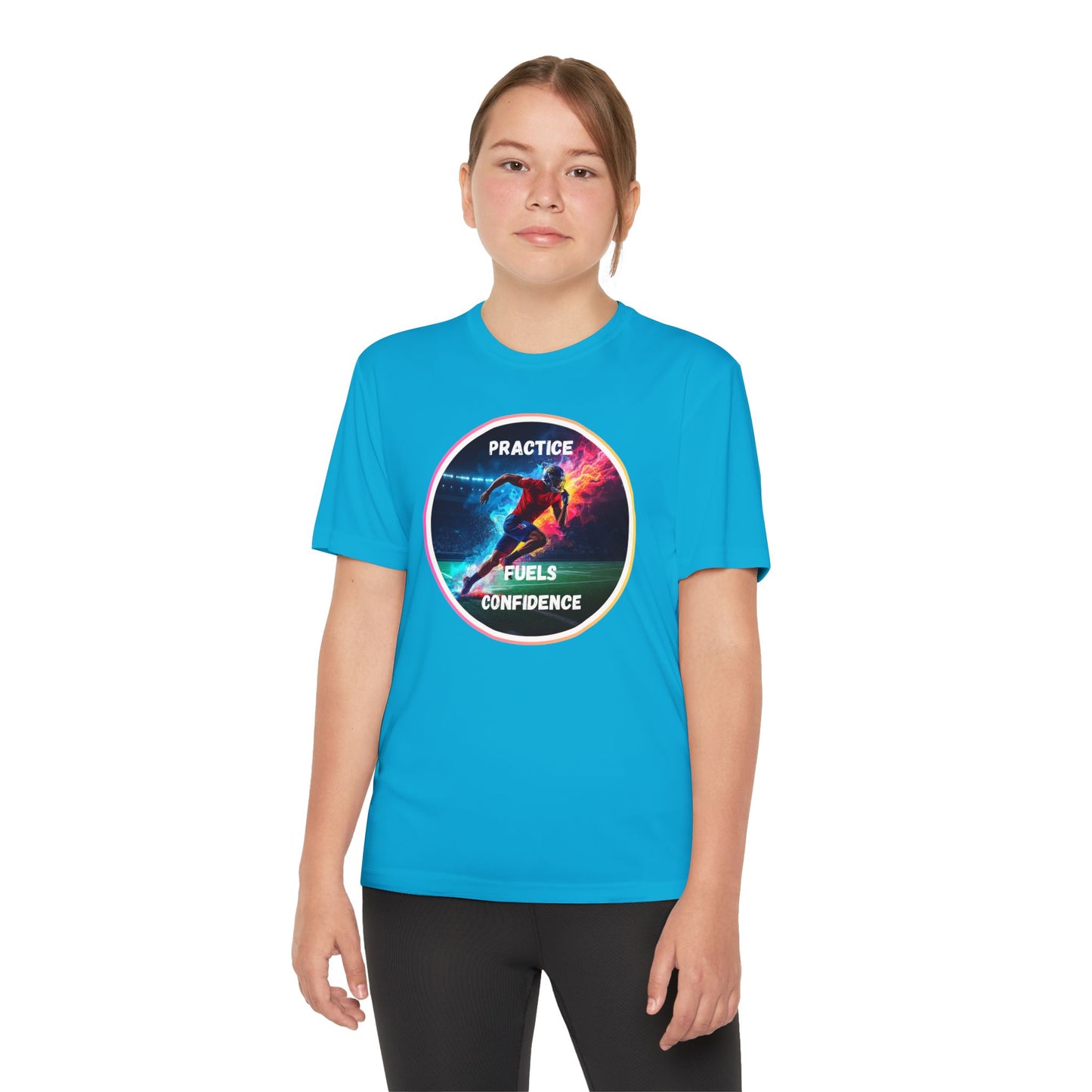PRACTICE FUELS CONFIDENCE - Youth Athletic T-Shirt, Motivational Practice Tee for Young Athletes, Sports Team Gear, Training Apparel, Gift for Runners