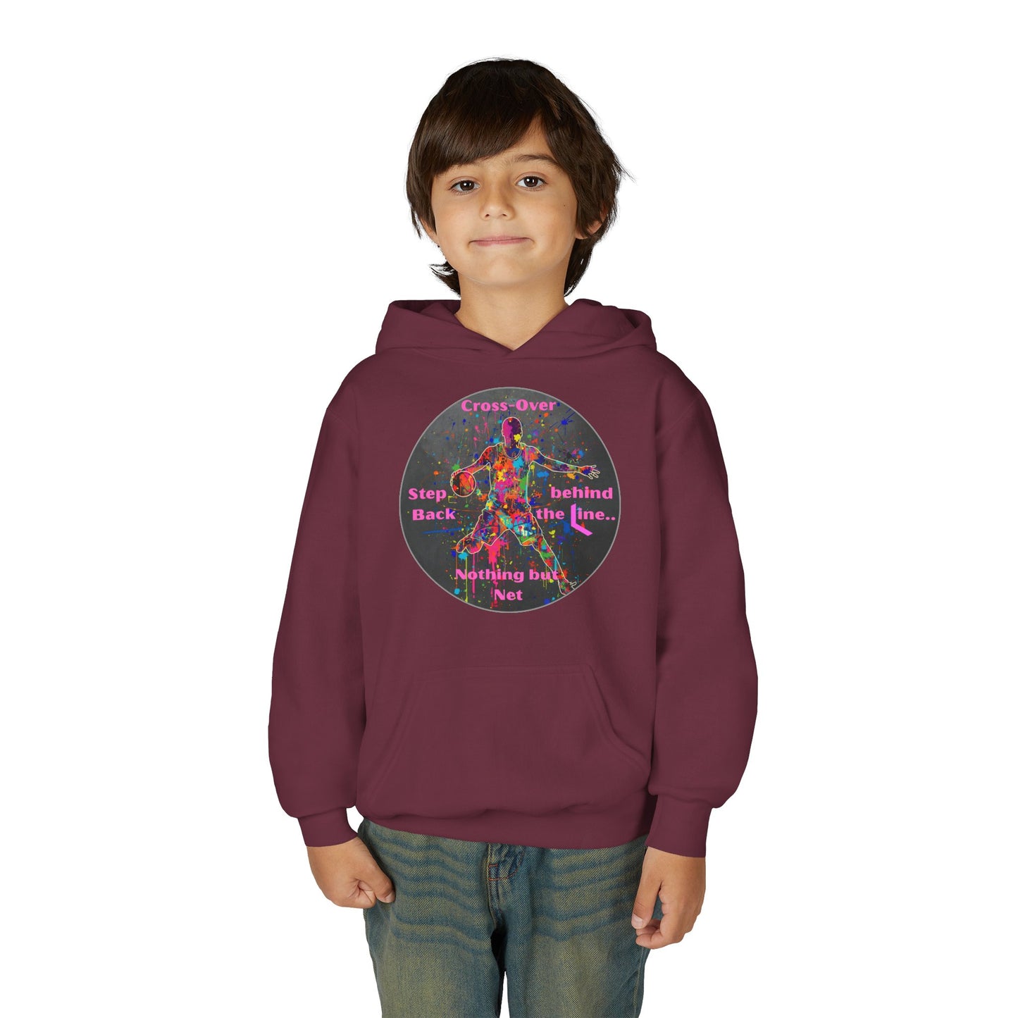 BASKETBALL INSPIRATIONAL Colorful Youth Hoodie - Inspirational Streetwear, Motivational Gift, Everyday Comfort, Trendy Fashion, Creative Self-Expression