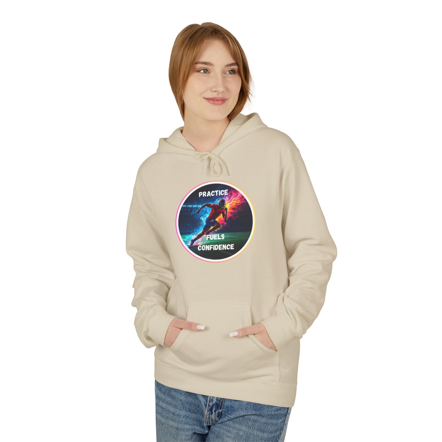PRACTICE MODIVATIONAL - Inspirational Hoodie, Unisex Midweight Hoodie for Relaxation, Gift for Friends, Motivational Sweatshirt, Warm Fleece, Everyday Comfort