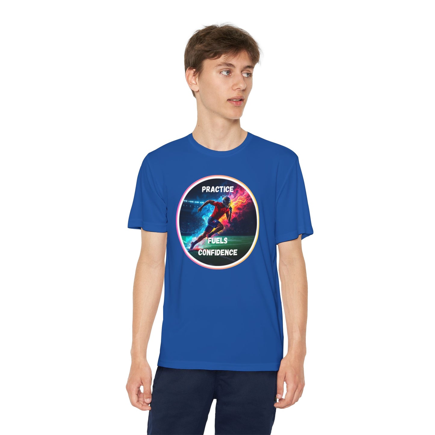 PRACTICE FUELS CONFIDENCE - Youth Athletic T-Shirt, Motivational Practice Tee for Young Athletes, Sports Team Gear, Training Apparel, Gift for Runners