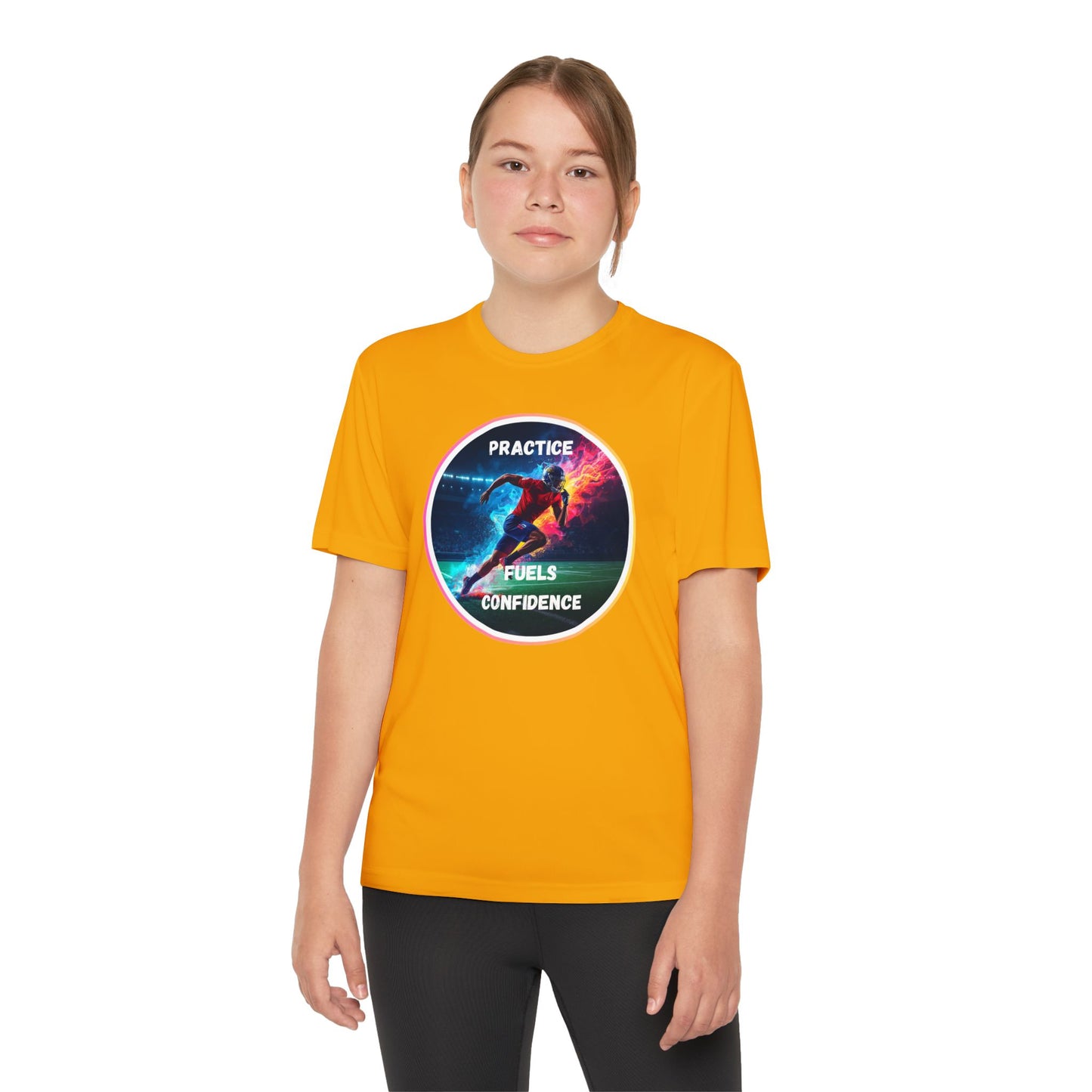 PRACTICE FUELS CONFIDENCE - Youth Athletic T-Shirt, Motivational Practice Tee for Young Athletes, Sports Team Gear, Training Apparel, Gift for Runners