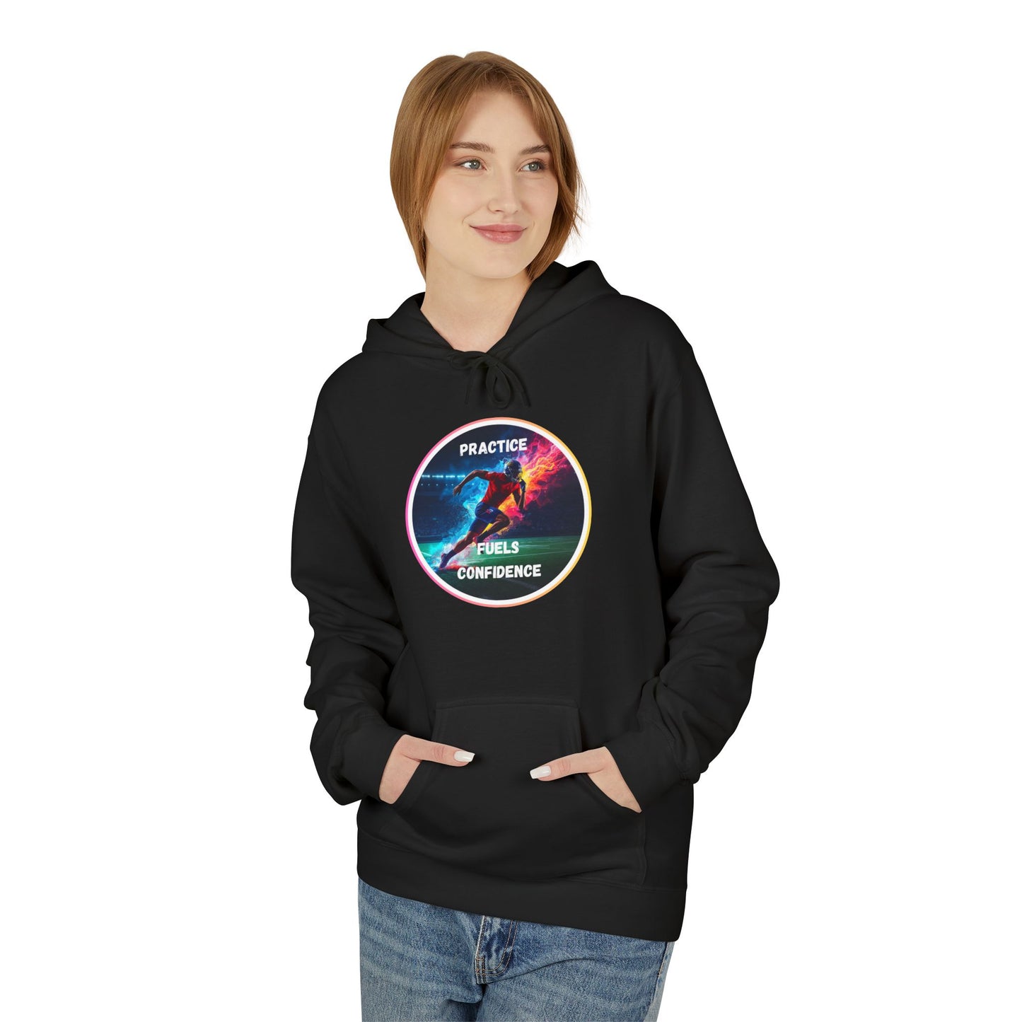 PRACTICE MODIVATIONAL - Inspirational Hoodie, Unisex Midweight Hoodie for Relaxation, Gift for Friends, Motivational Sweatshirt, Warm Fleece, Everyday Comfort