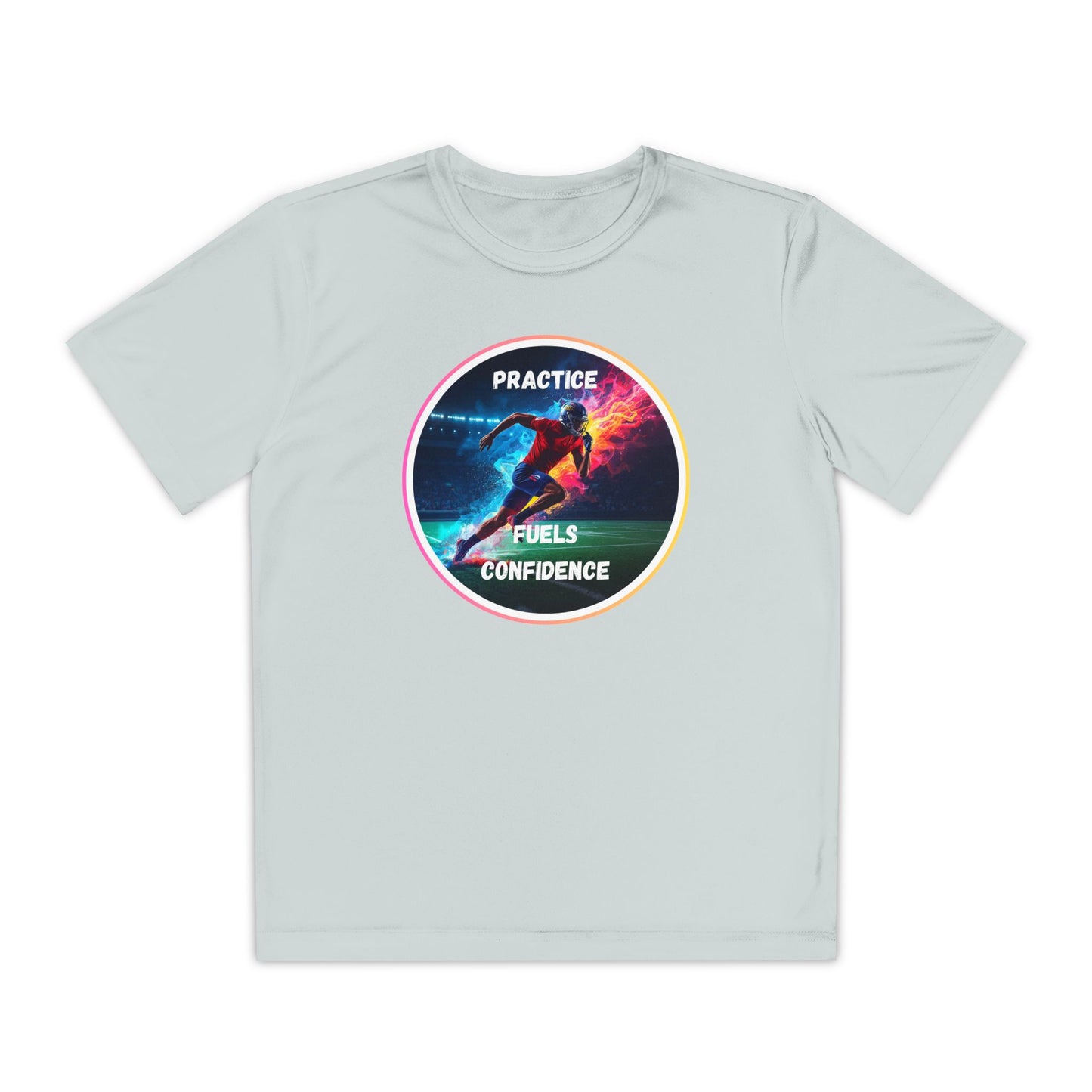 PRACTICE FUELS CONFIDENCE - Youth Athletic T-Shirt, Motivational Practice Tee for Young Athletes, Sports Team Gear, Training Apparel, Gift for Runners