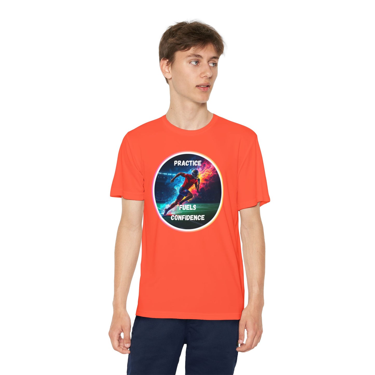 PRACTICE FUELS CONFIDENCE - Youth Athletic T-Shirt, Motivational Practice Tee for Young Athletes, Sports Team Gear, Training Apparel, Gift for Runners