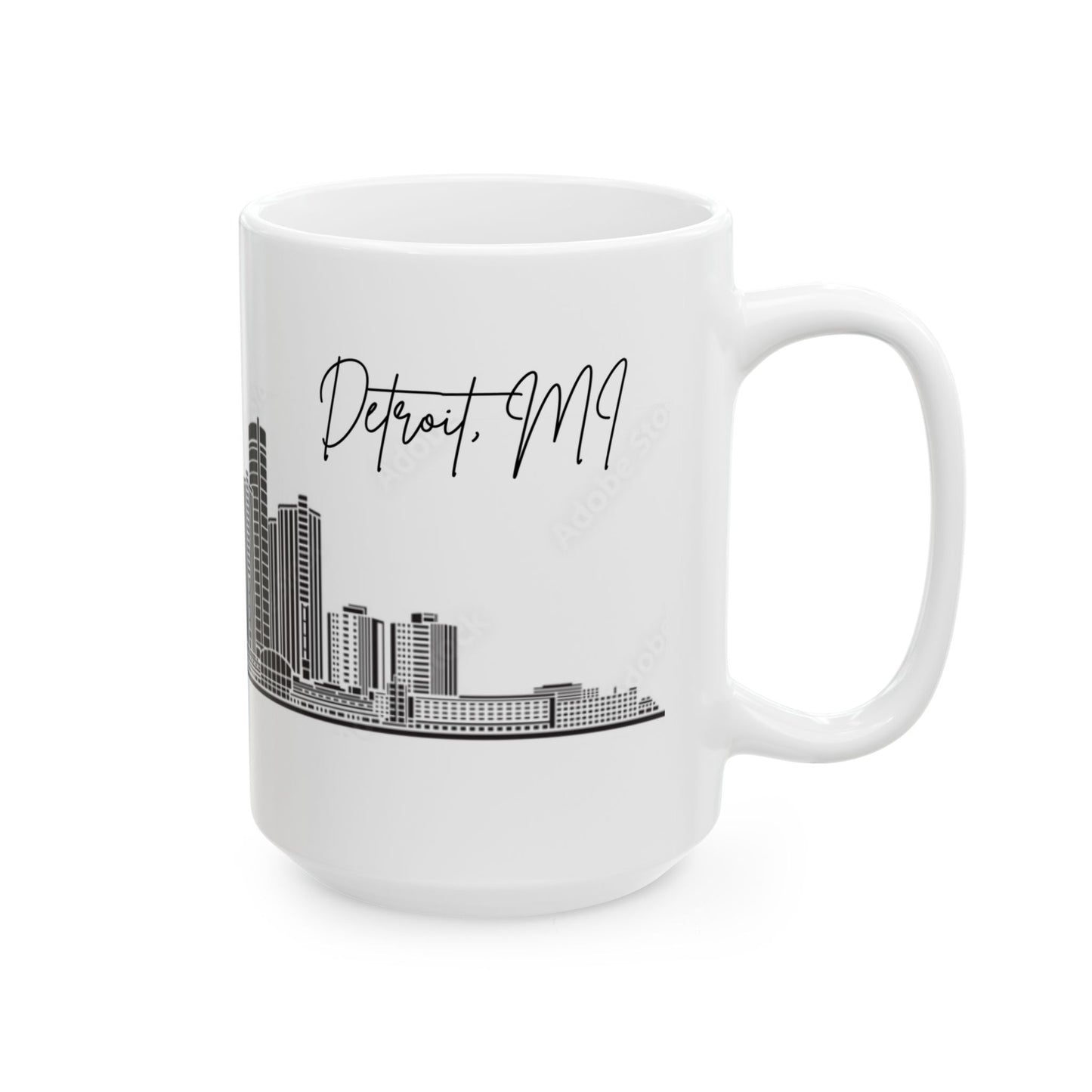 DETROIT MI skyLINE - ENJOY THE BREW - Ceramic Mug - 11oz & 15oz Coffee Cup for Skyline Lovers