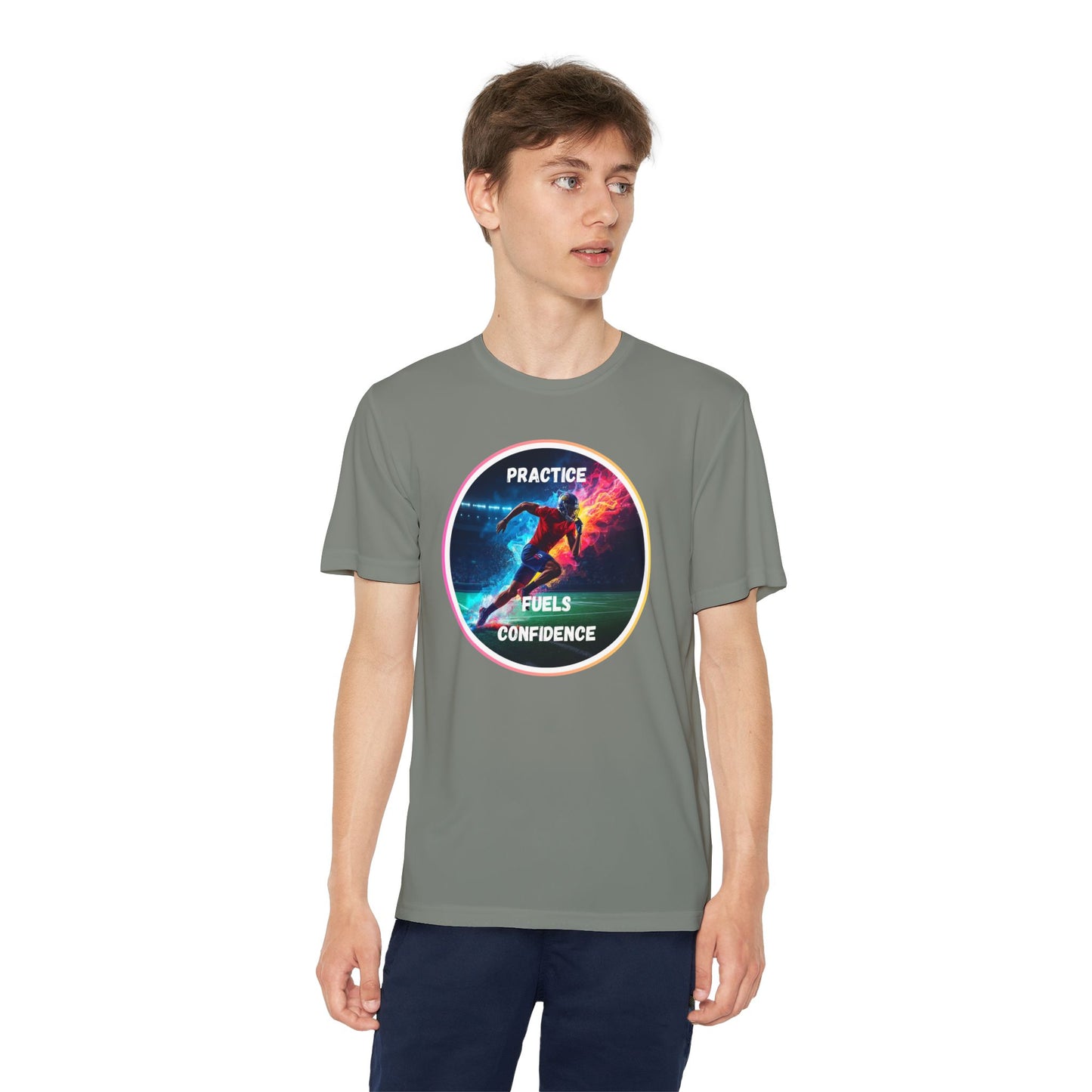 PRACTICE FUELS CONFIDENCE - Youth Athletic T-Shirt, Motivational Practice Tee for Young Athletes, Sports Team Gear, Training Apparel, Gift for Runners