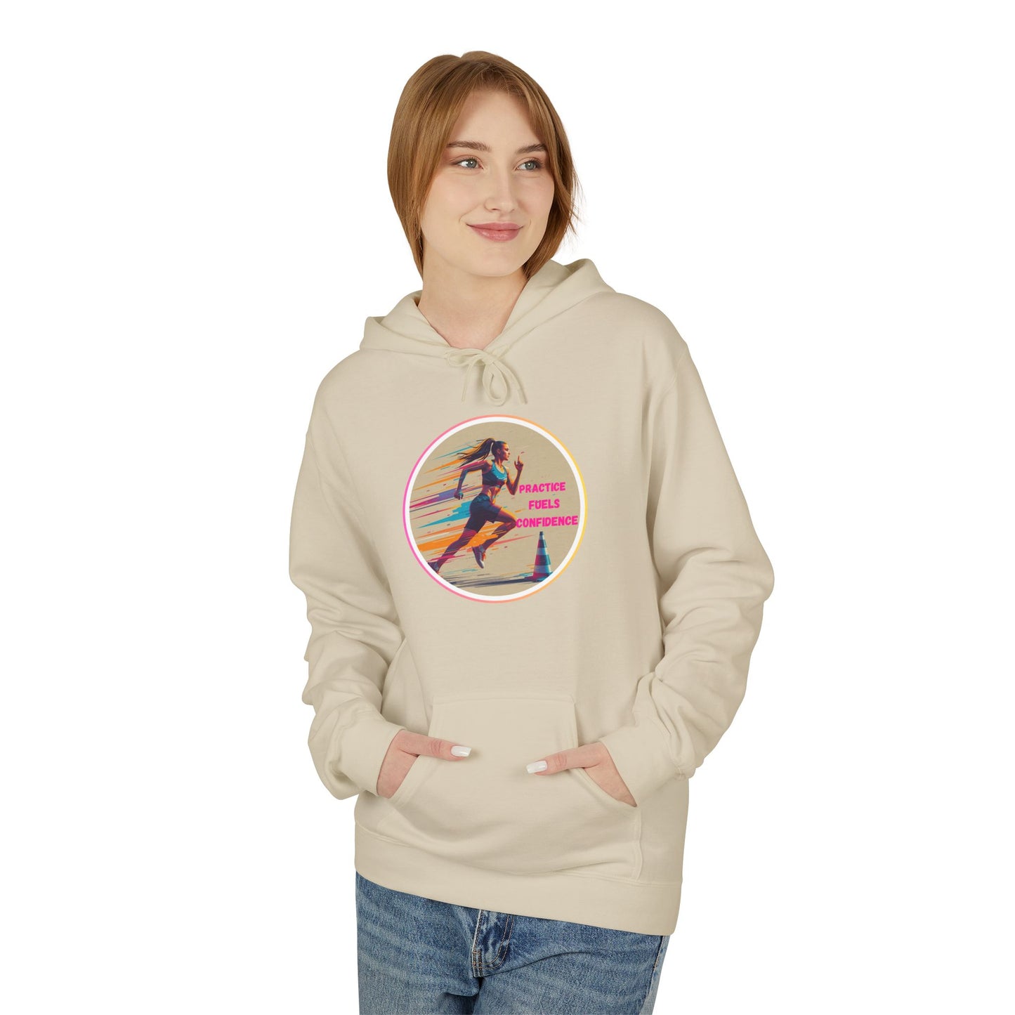 PRACTICE MODIVATIONAL - Women's Inspirational Hoodie, Unisex Midweight Hoodie for Relaxation, Gift for Friends, Motivational Sweatshirt, Warm Fleece, Everyday Comfort