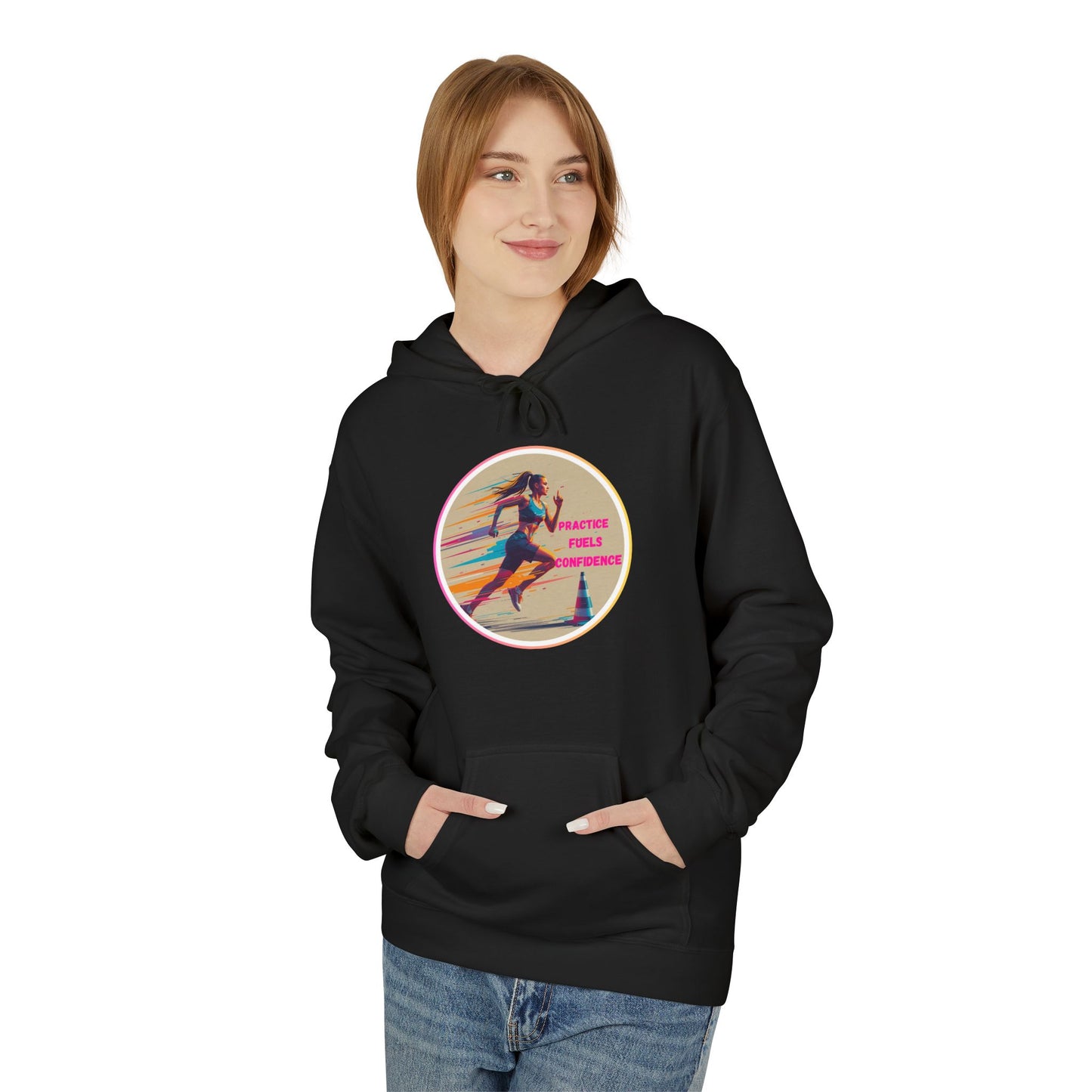 PRACTICE MODIVATIONAL - Women's Inspirational Hoodie, Unisex Midweight Hoodie for Relaxation, Gift for Friends, Motivational Sweatshirt, Warm Fleece, Everyday Comfort