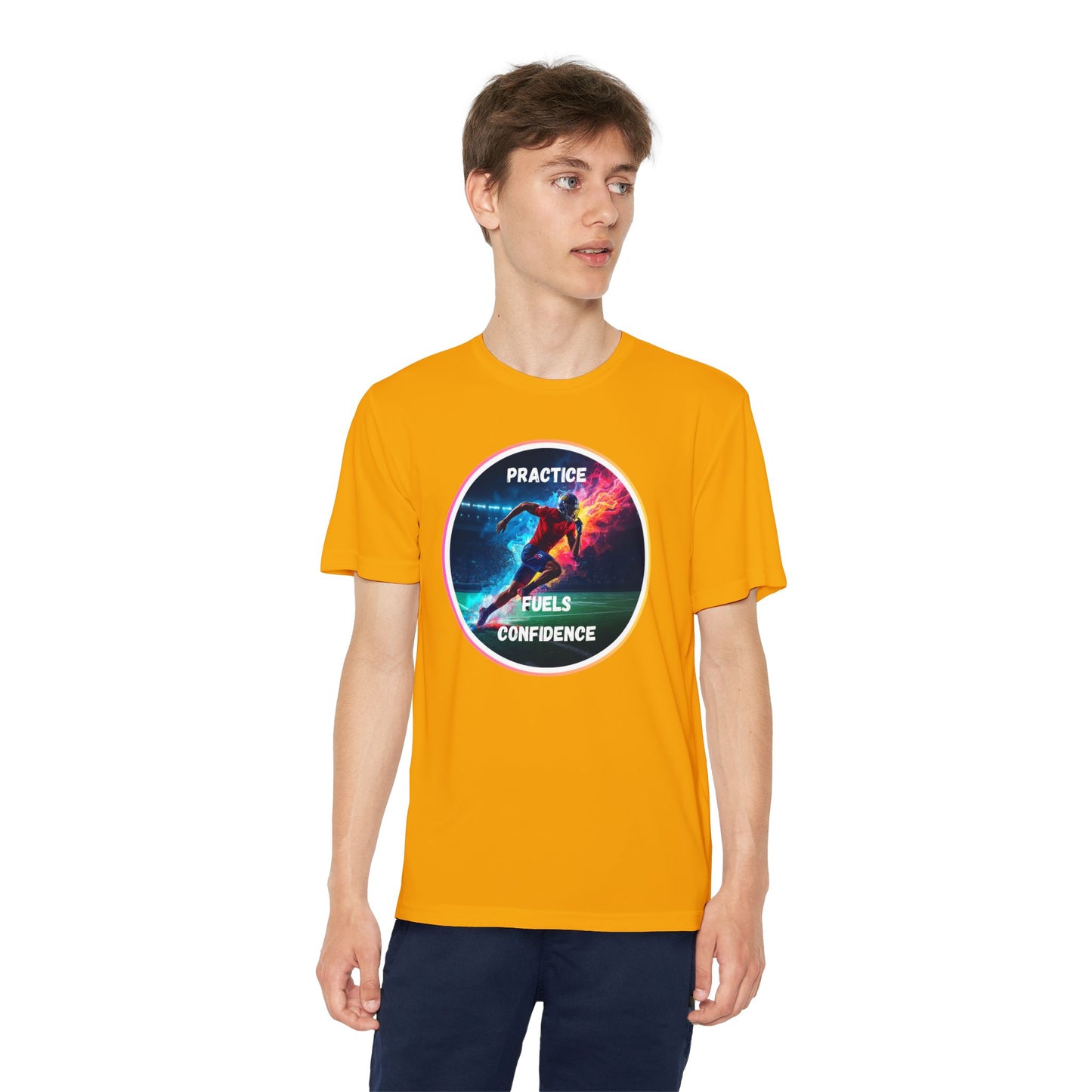 PRACTICE FUELS CONFIDENCE - Youth Athletic T-Shirt, Motivational Practice Tee for Young Athletes, Sports Team Gear, Training Apparel, Gift for Runners