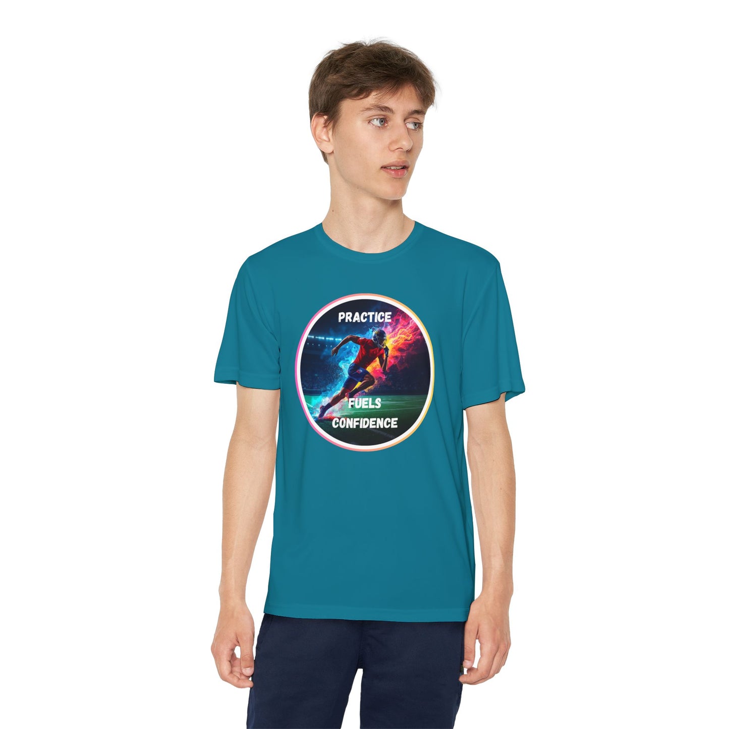 PRACTICE FUELS CONFIDENCE - Youth Athletic T-Shirt, Motivational Practice Tee for Young Athletes, Sports Team Gear, Training Apparel, Gift for Runners