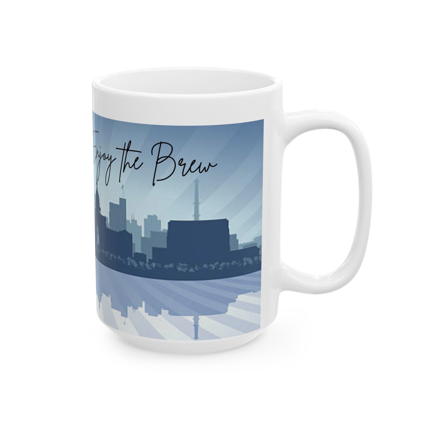 ENJOY THE BREW - LANSING Landscape Ceramic Mug - 11oz & 15oz Coffee Cup for Skyline Lovers