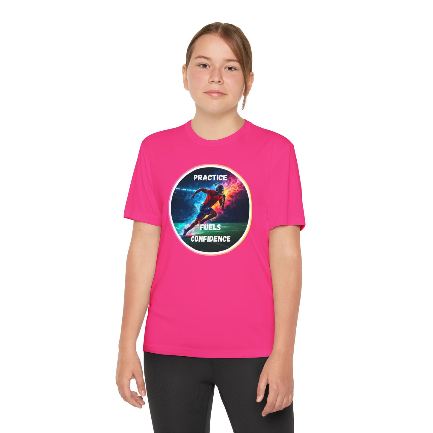 PRACTICE FUELS CONFIDENCE - Youth Athletic T-Shirt, Motivational Practice Tee for Young Athletes, Sports Team Gear, Training Apparel, Gift for Runners
