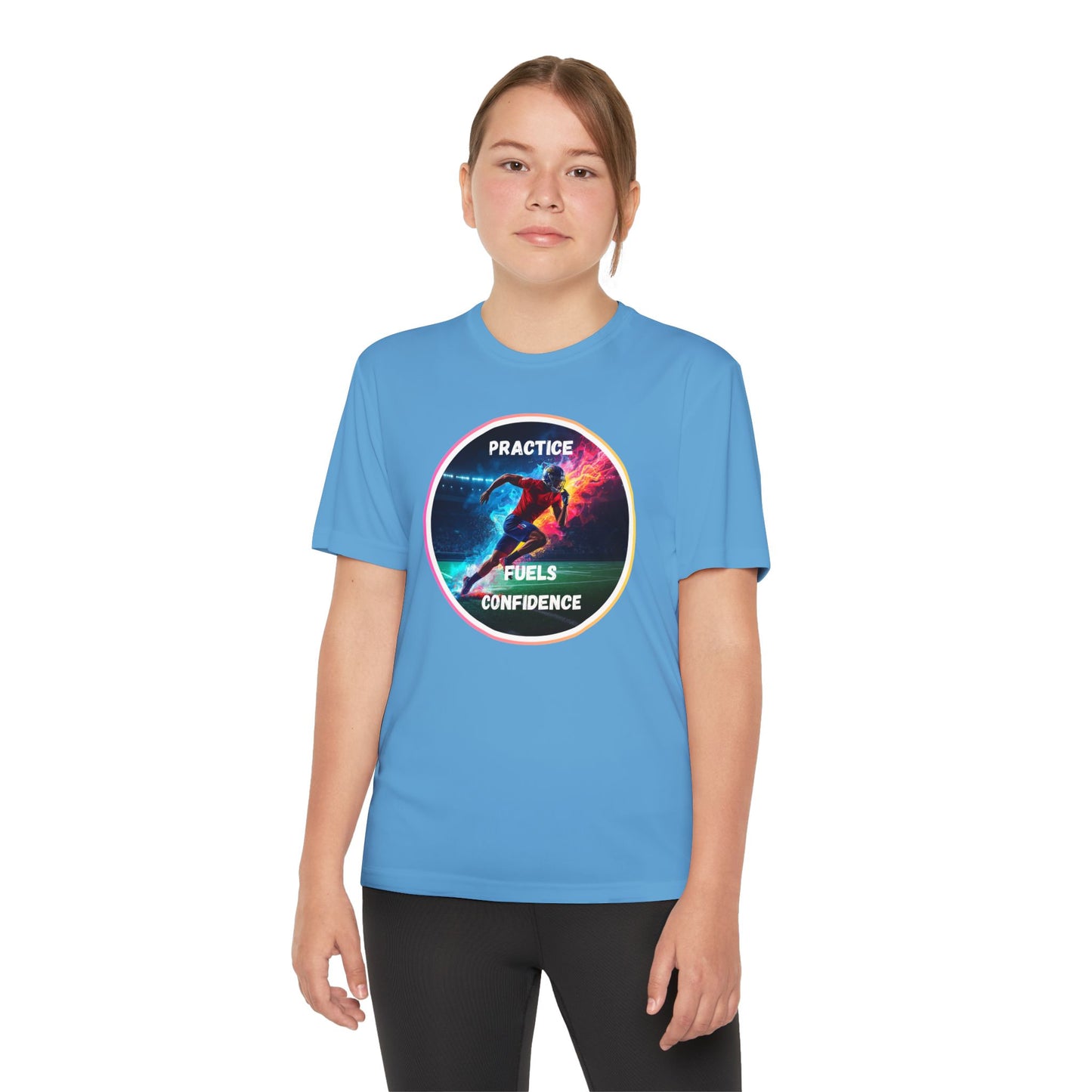 PRACTICE FUELS CONFIDENCE - Youth Athletic T-Shirt, Motivational Practice Tee for Young Athletes, Sports Team Gear, Training Apparel, Gift for Runners