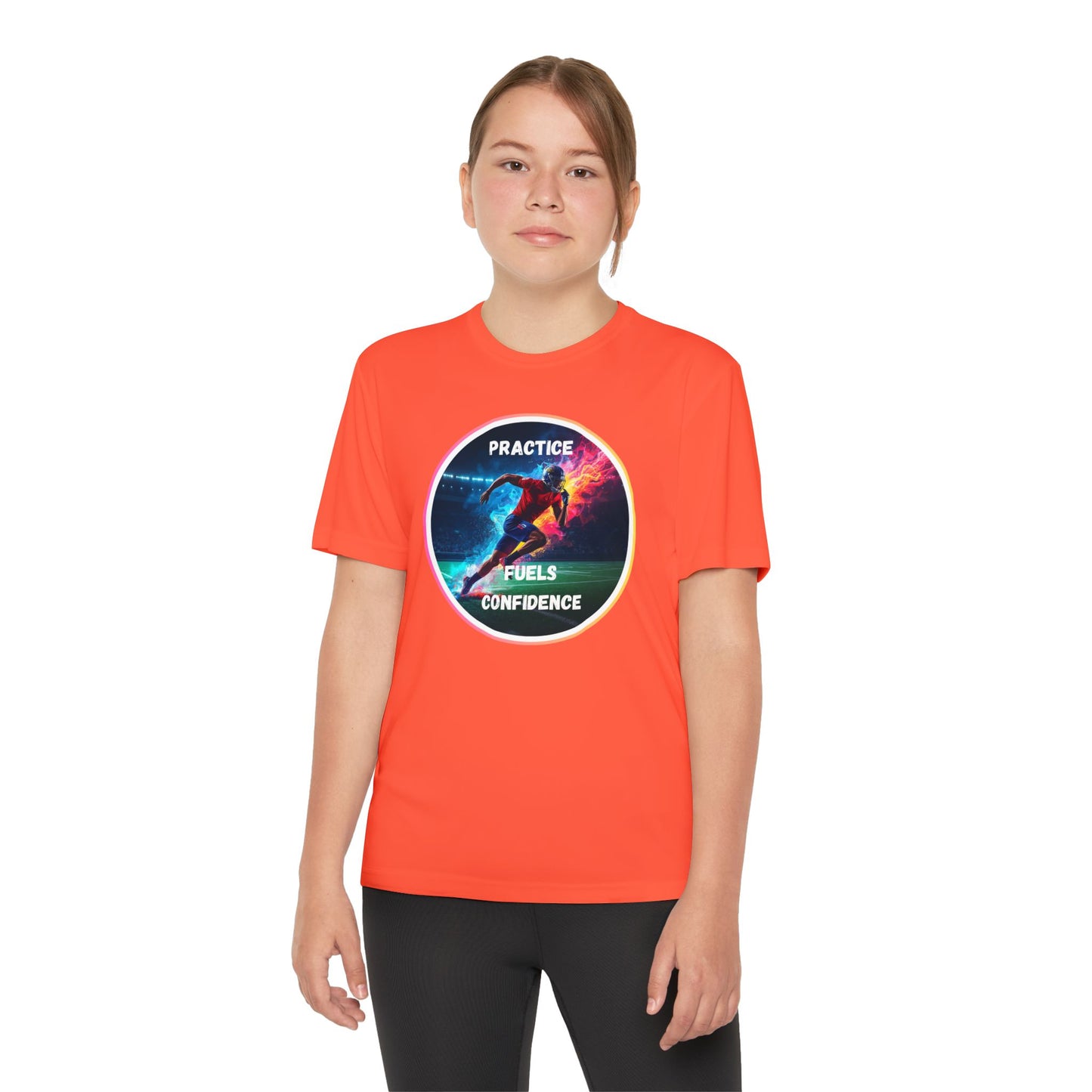 PRACTICE FUELS CONFIDENCE - Youth Athletic T-Shirt, Motivational Practice Tee for Young Athletes, Sports Team Gear, Training Apparel, Gift for Runners