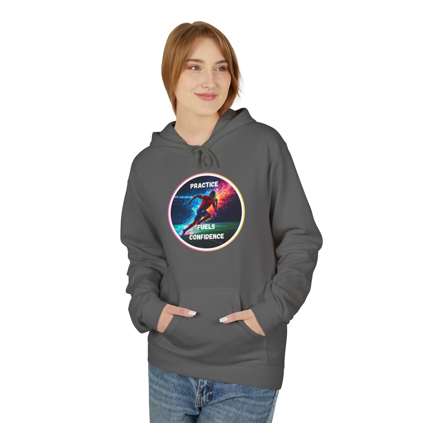 PRACTICE MODIVATIONAL - Inspirational Hoodie, Unisex Midweight Hoodie for Relaxation, Gift for Friends, Motivational Sweatshirt, Warm Fleece, Everyday Comfort