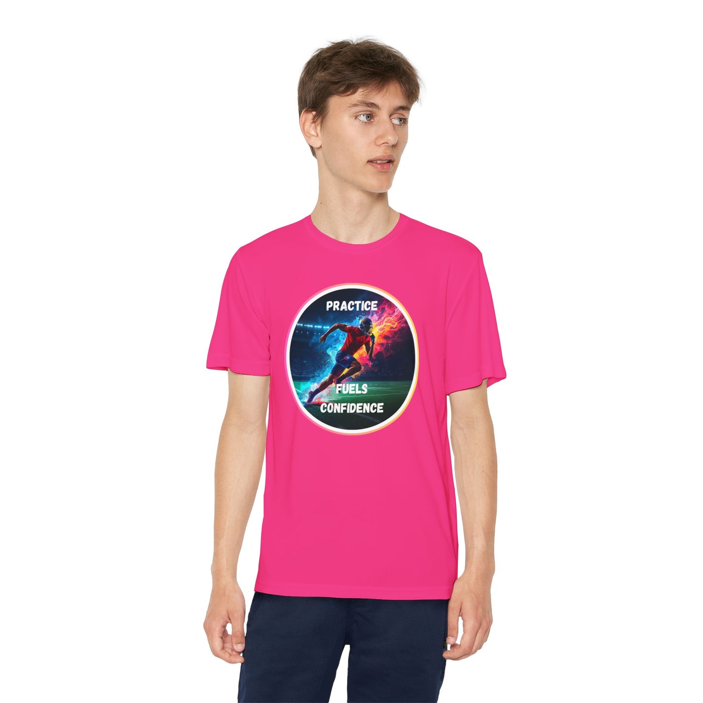 PRACTICE FUELS CONFIDENCE - Youth Athletic T-Shirt, Motivational Practice Tee for Young Athletes, Sports Team Gear, Training Apparel, Gift for Runners