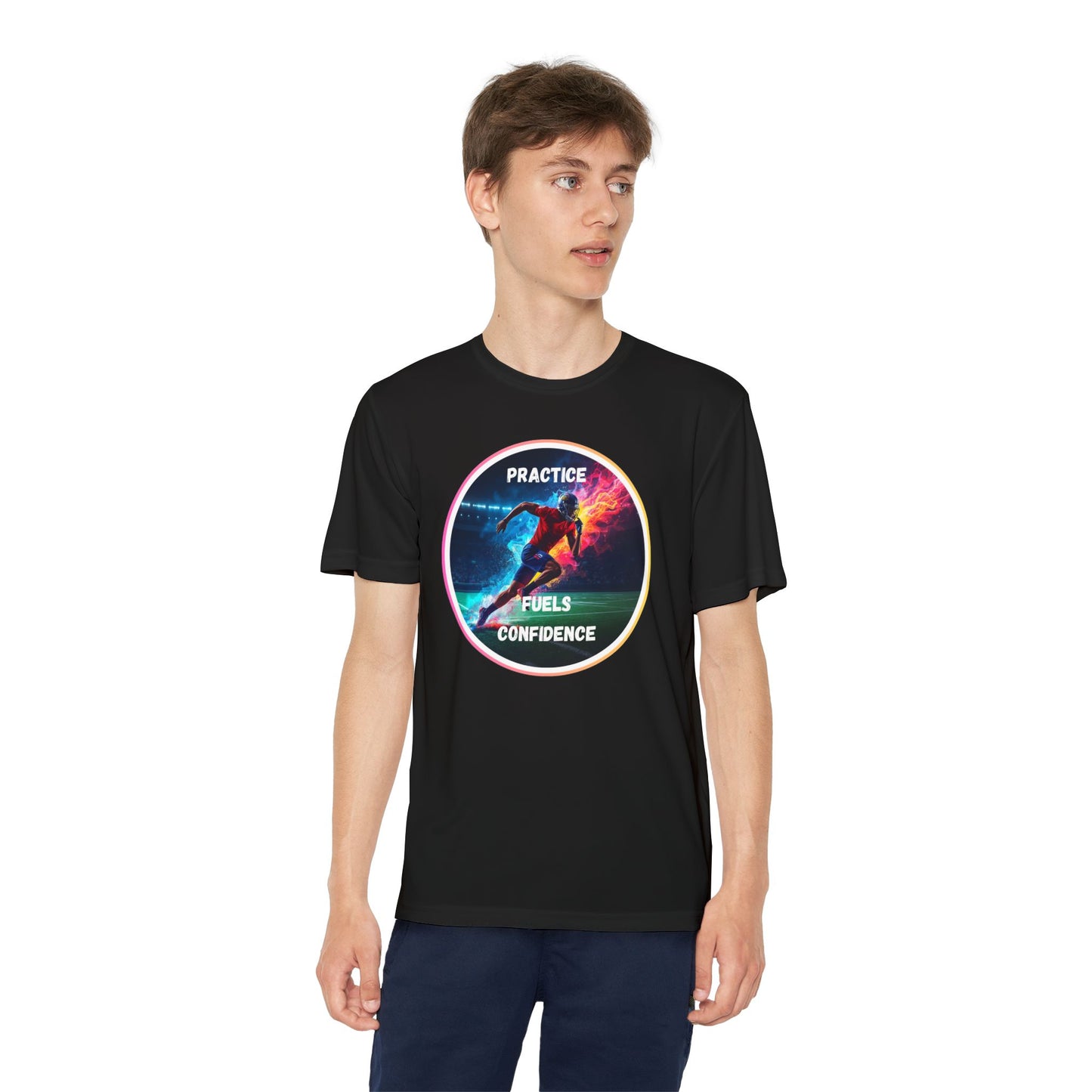 PRACTICE FUELS CONFIDENCE - Youth Athletic T-Shirt, Motivational Practice Tee for Young Athletes, Sports Team Gear, Training Apparel, Gift for Runners