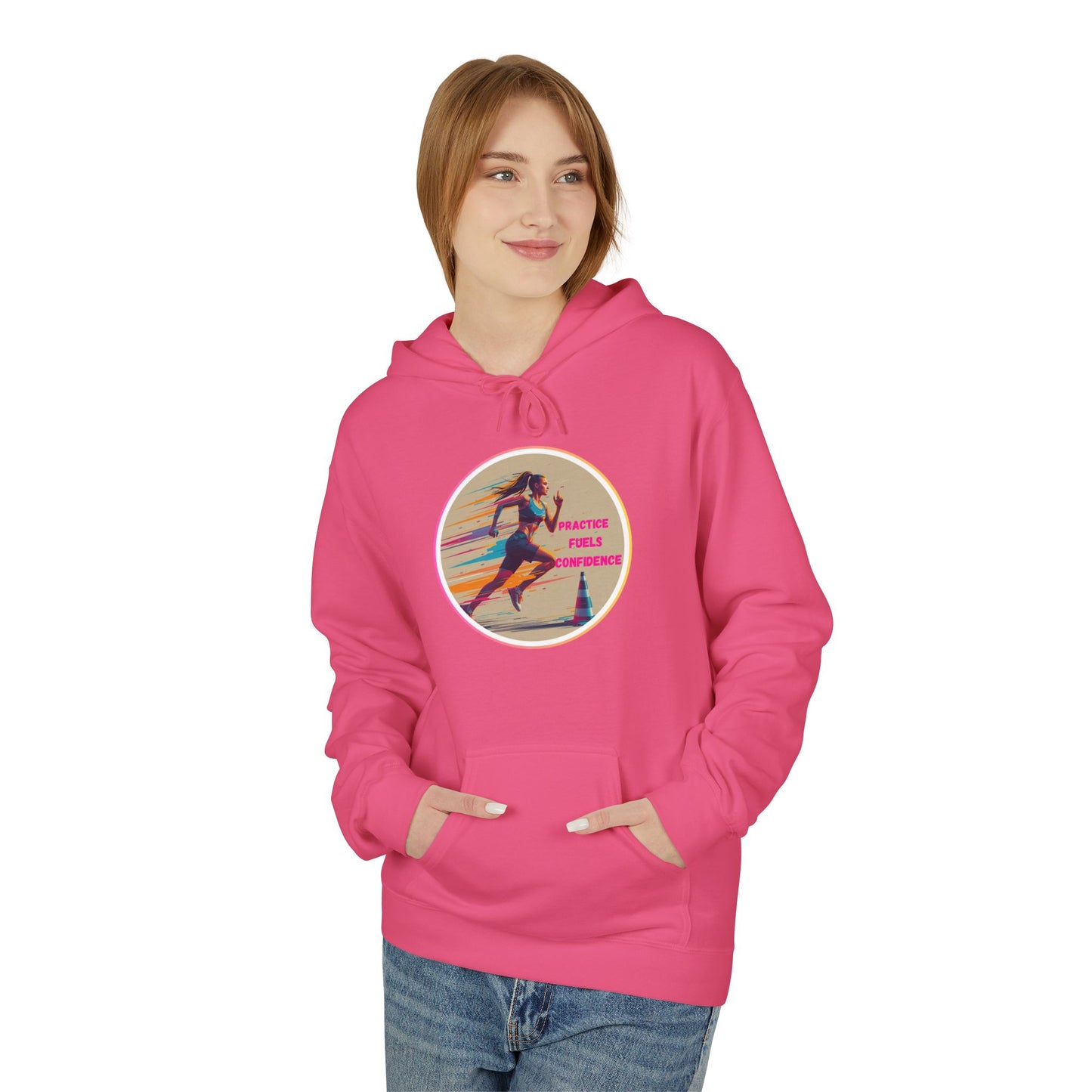 PRACTICE MODIVATIONAL - Women's Inspirational Hoodie, Unisex Midweight Hoodie for Relaxation, Gift for Friends, Motivational Sweatshirt, Warm Fleece, Everyday Comfort