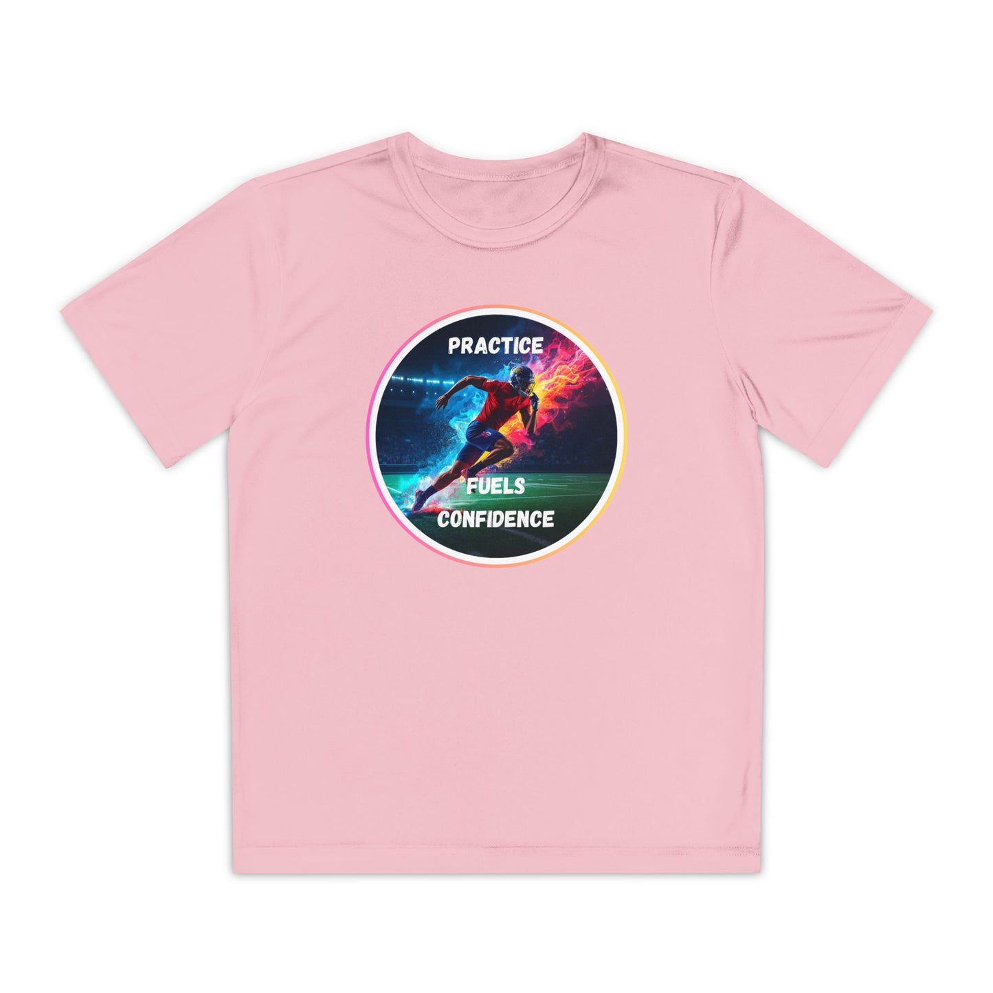 PRACTICE FUELS CONFIDENCE - Youth Athletic T-Shirt, Motivational Practice Tee for Young Athletes, Sports Team Gear, Training Apparel, Gift for Runners