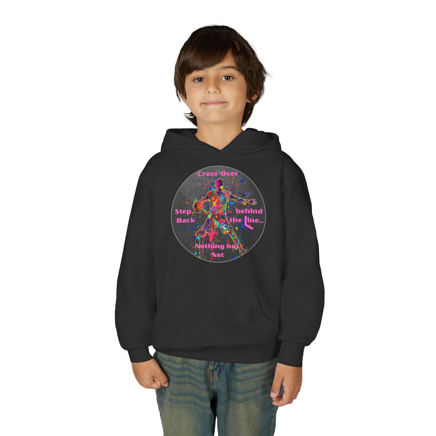BASKETBALL INSPIRATIONAL Colorful Youth Hoodie - Inspirational Streetwear, Motivational Gift, Everyday Comfort, Trendy Fashion, Creative Self-Expression