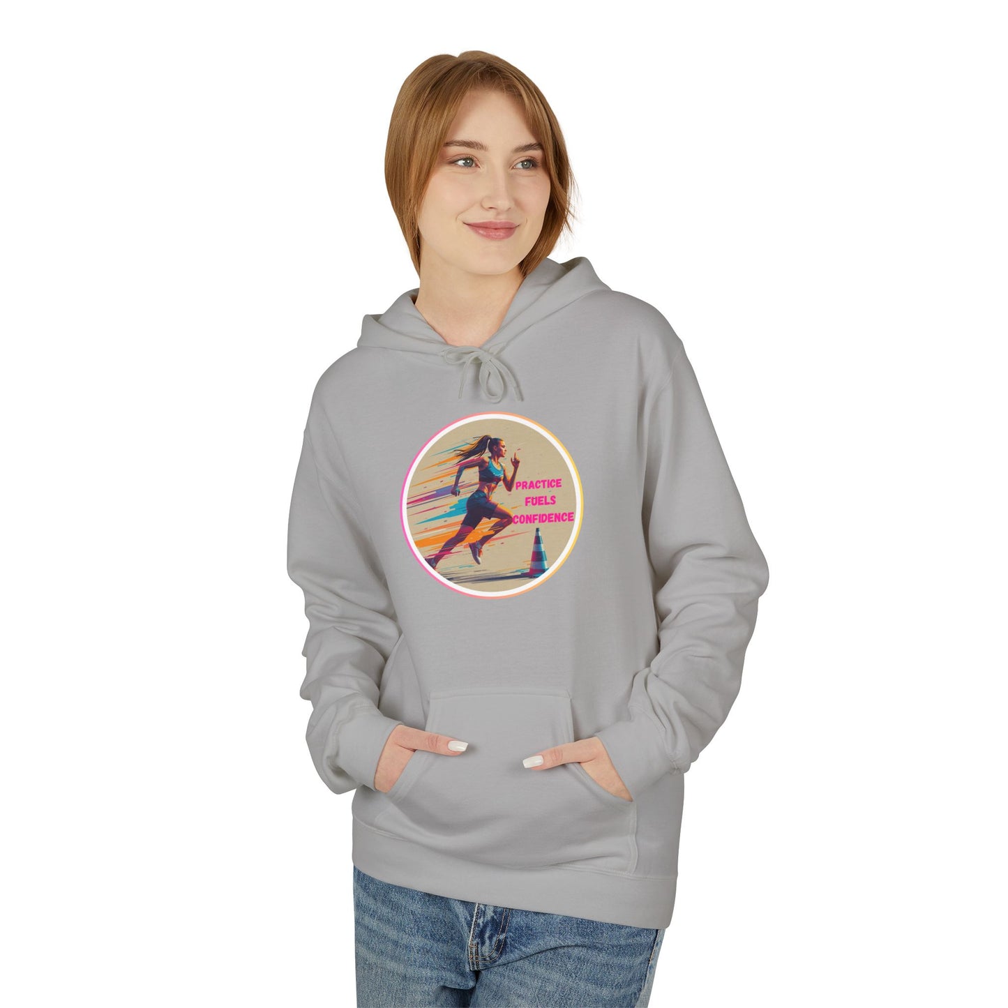 PRACTICE MODIVATIONAL - Women's Inspirational Hoodie, Unisex Midweight Hoodie for Relaxation, Gift for Friends, Motivational Sweatshirt, Warm Fleece, Everyday Comfort