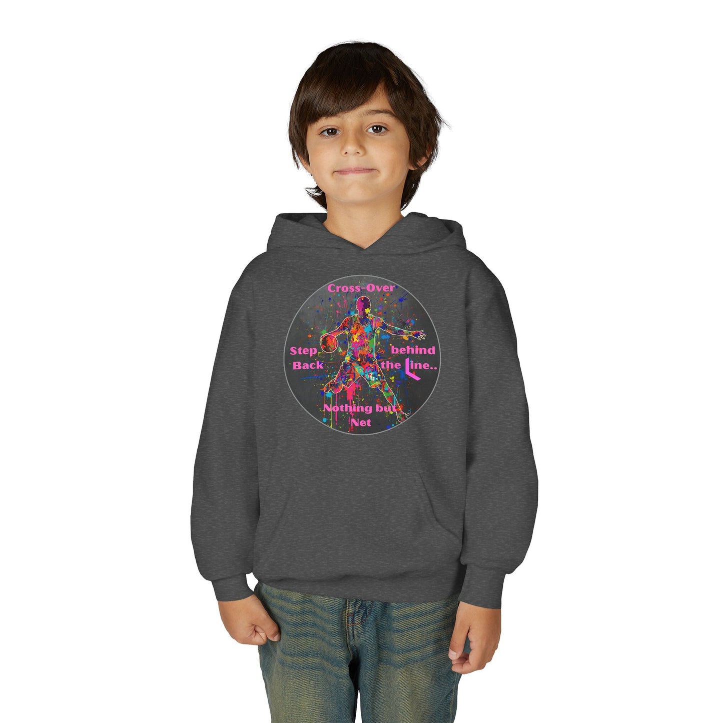 BASKETBALL INSPIRATIONAL Colorful Youth Hoodie - Inspirational Streetwear, Motivational Gift, Everyday Comfort, Trendy Fashion, Creative Self-Expression