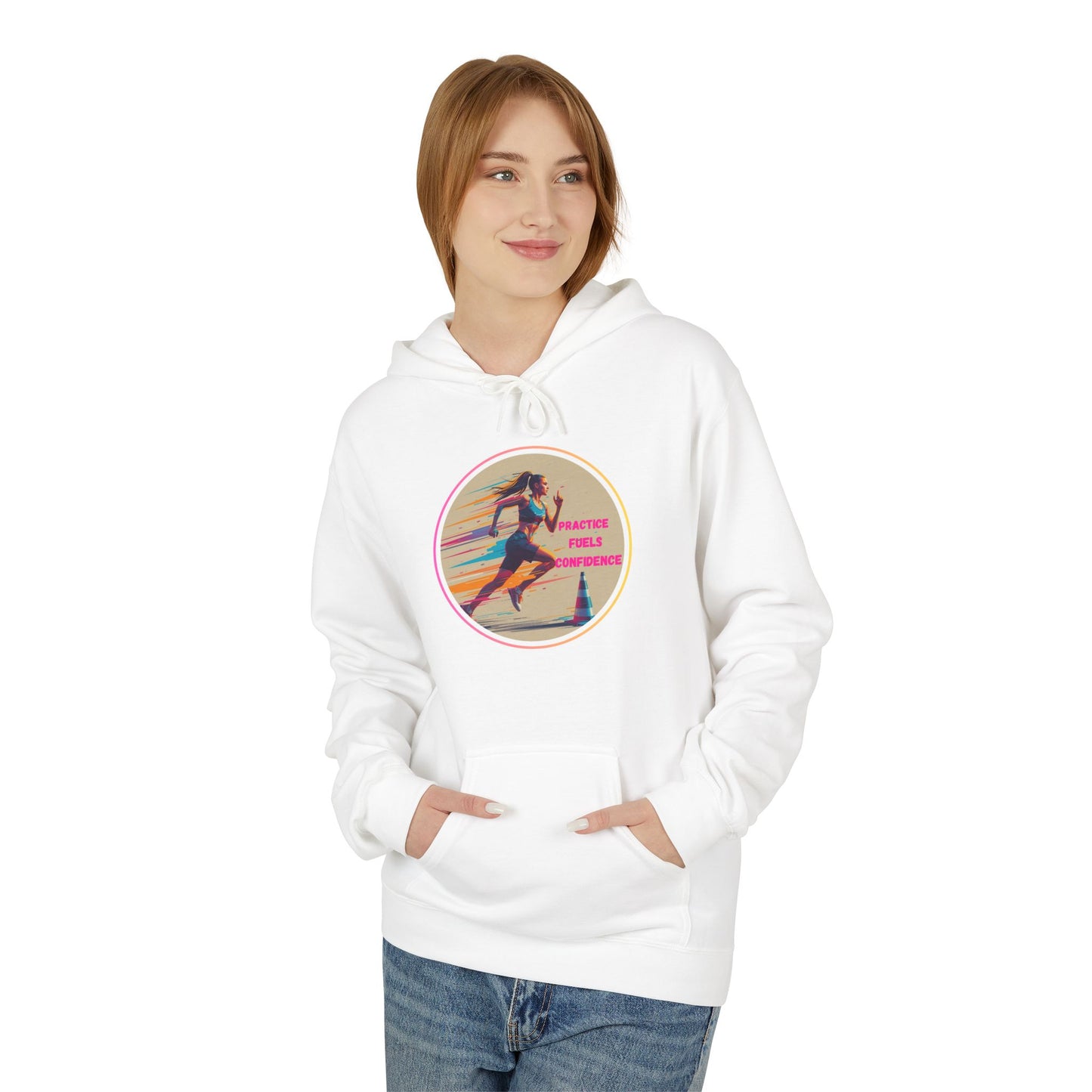 PRACTICE MODIVATIONAL - Women's Inspirational Hoodie, Unisex Midweight Hoodie for Relaxation, Gift for Friends, Motivational Sweatshirt, Warm Fleece, Everyday Comfort