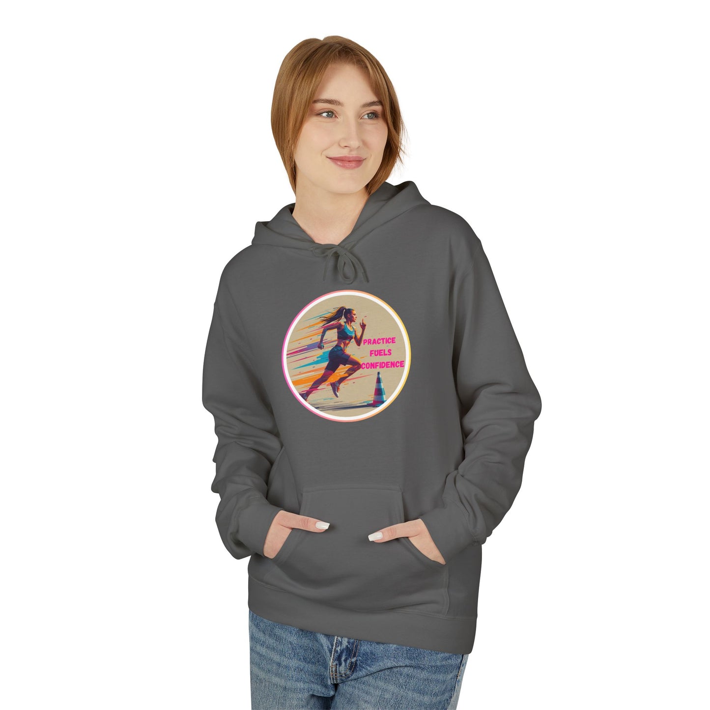 PRACTICE MODIVATIONAL - Women's Inspirational Hoodie, Unisex Midweight Hoodie for Relaxation, Gift for Friends, Motivational Sweatshirt, Warm Fleece, Everyday Comfort