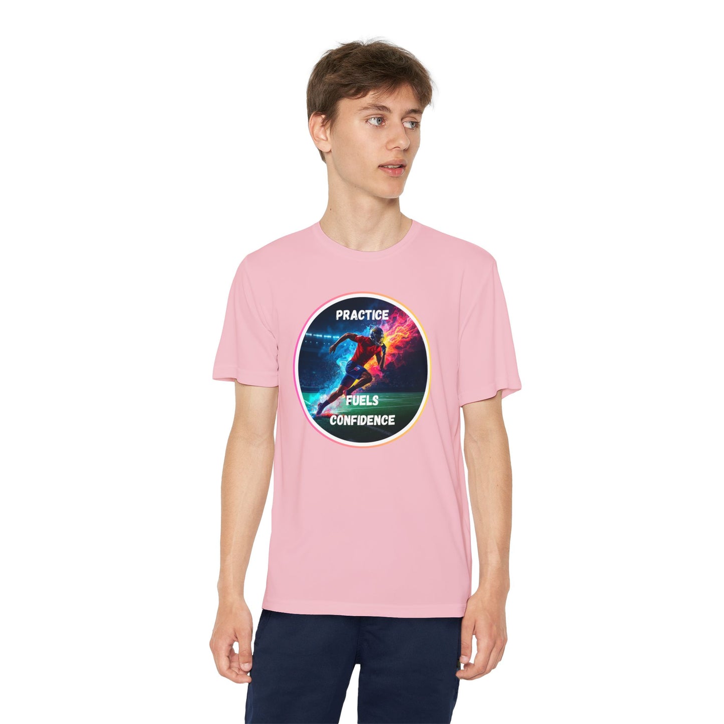PRACTICE FUELS CONFIDENCE - Youth Athletic T-Shirt, Motivational Practice Tee for Young Athletes, Sports Team Gear, Training Apparel, Gift for Runners