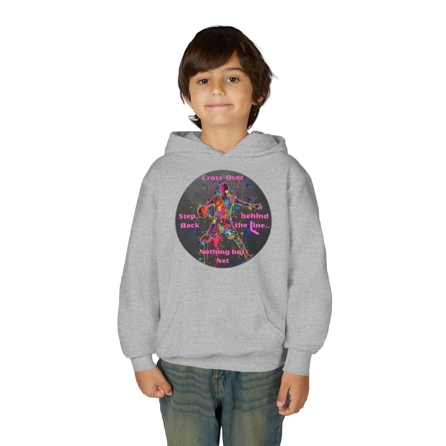 BASKETBALL INSPIRATIONAL Colorful Youth Hoodie - Inspirational Streetwear, Motivational Gift, Everyday Comfort, Trendy Fashion, Creative Self-Expression