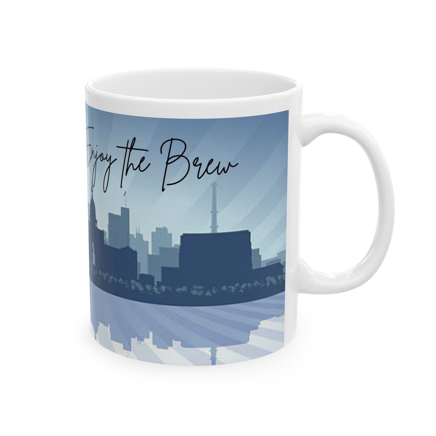 ENJOY THE BREW - LANSING Landscape Ceramic Mug - 11oz & 15oz Coffee Cup for Skyline Lovers