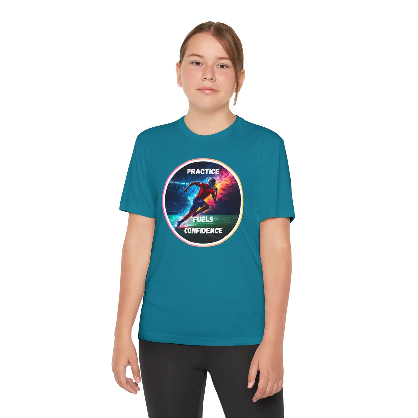PRACTICE FUELS CONFIDENCE - Youth Athletic T-Shirt, Motivational Practice Tee for Young Athletes, Sports Team Gear, Training Apparel, Gift for Runners