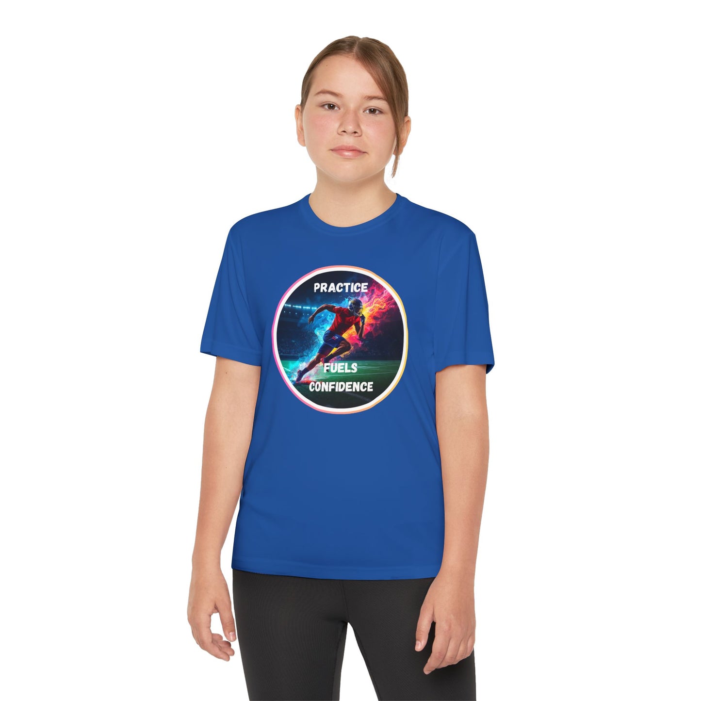 PRACTICE FUELS CONFIDENCE - Youth Athletic T-Shirt, Motivational Practice Tee for Young Athletes, Sports Team Gear, Training Apparel, Gift for Runners