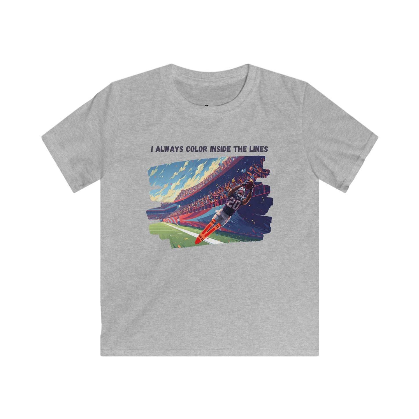 Football - color inside the lines - graphic tee Kids Graphic T-Shirt, Colorful Design, Playful Style, Creative Gift, Birthday Present, Artistic Tee
