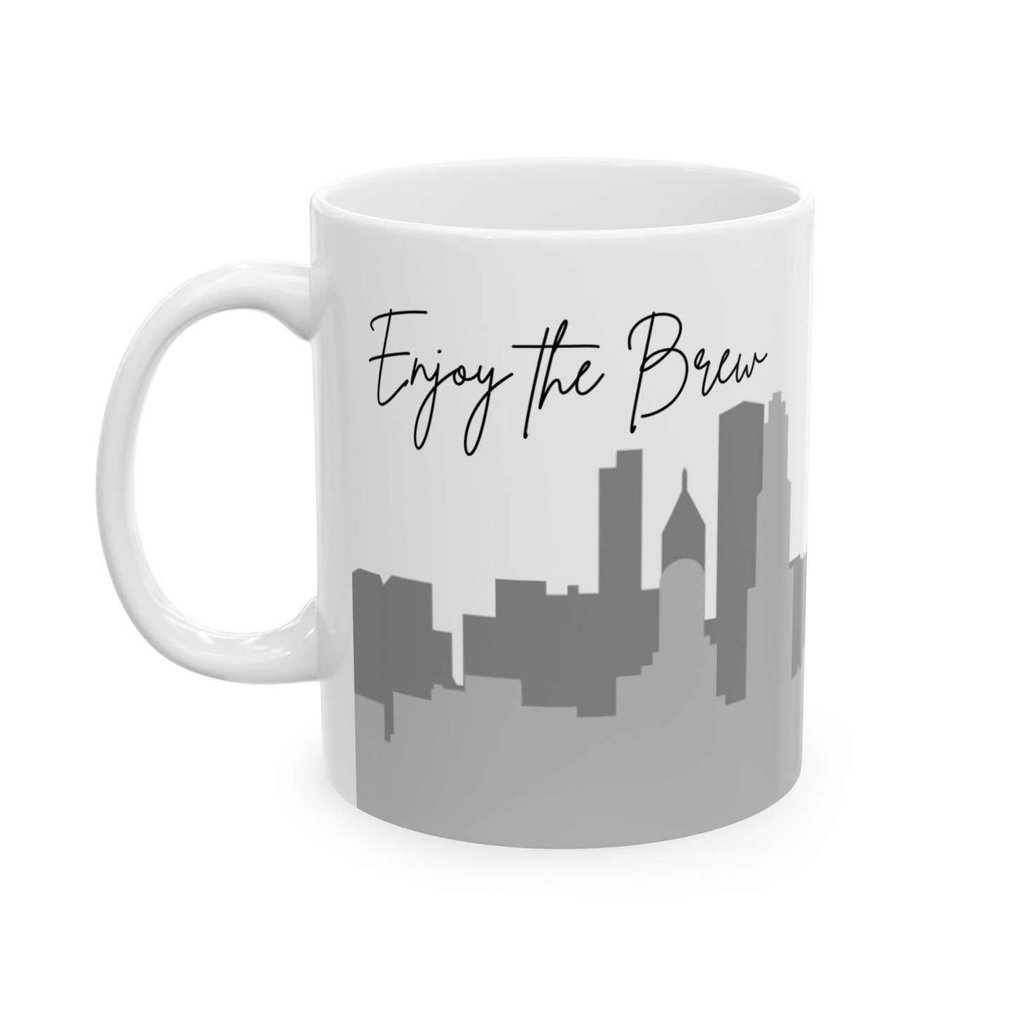 ENJOY THE BREW - TRAVERSE CITY skyLINE Ceramic Mug - 11oz & 15oz Coffee Cup for Skyline Lovers
