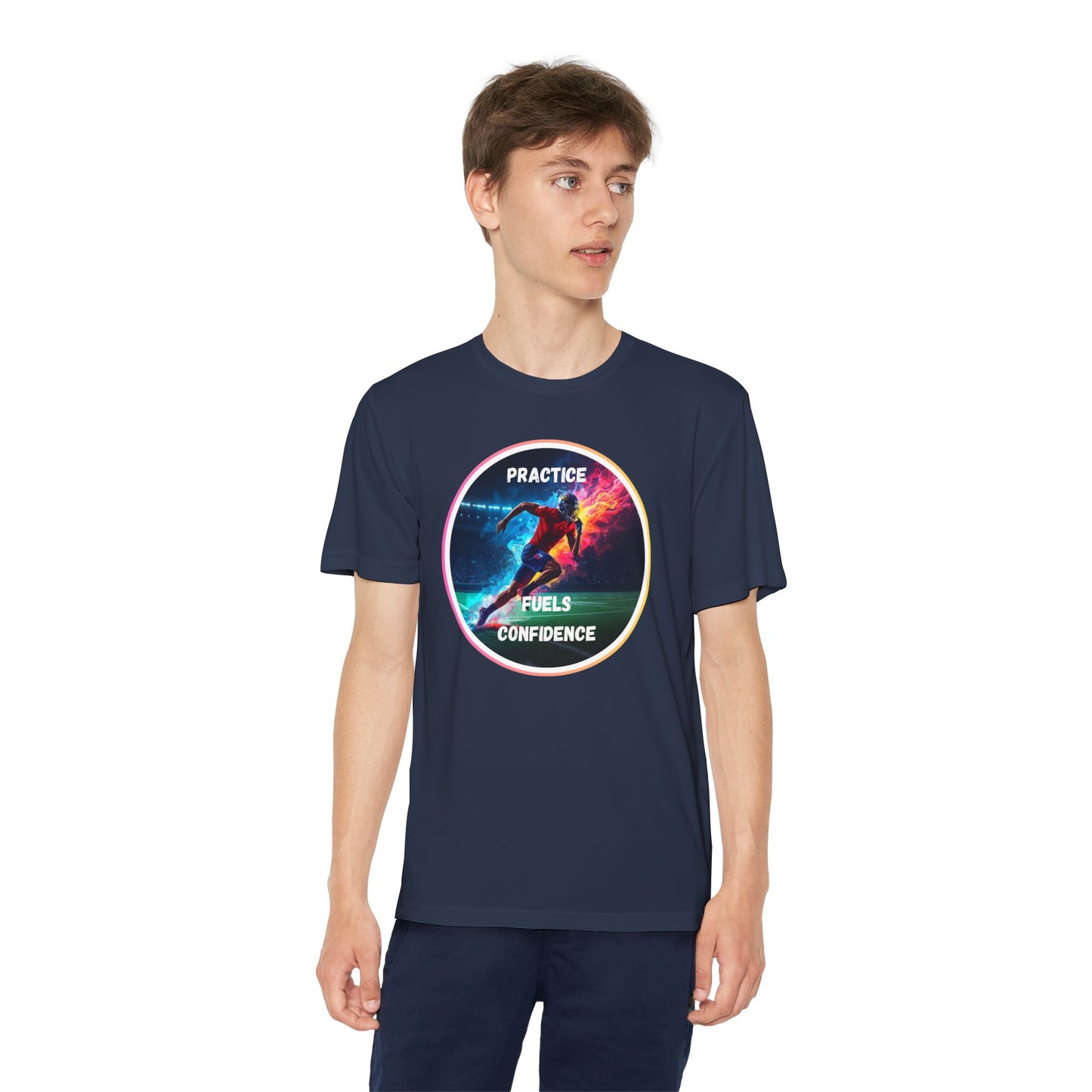 PRACTICE FUELS CONFIDENCE - Youth Athletic T-Shirt, Motivational Practice Tee for Young Athletes, Sports Team Gear, Training Apparel, Gift for Runners