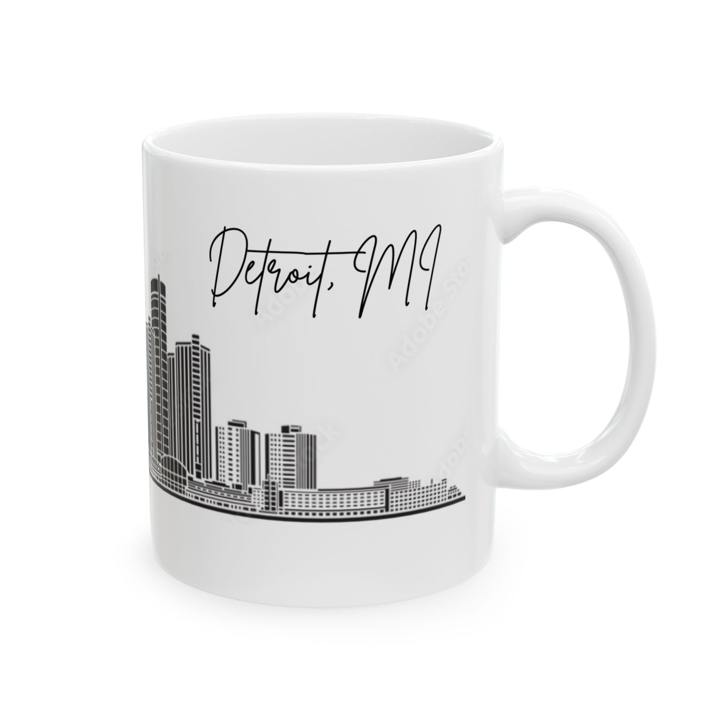 DETROIT MI skyLINE - ENJOY THE BREW -  Ceramic Mug - 11oz & 15oz Coffee Cup for Skyline Lovers
