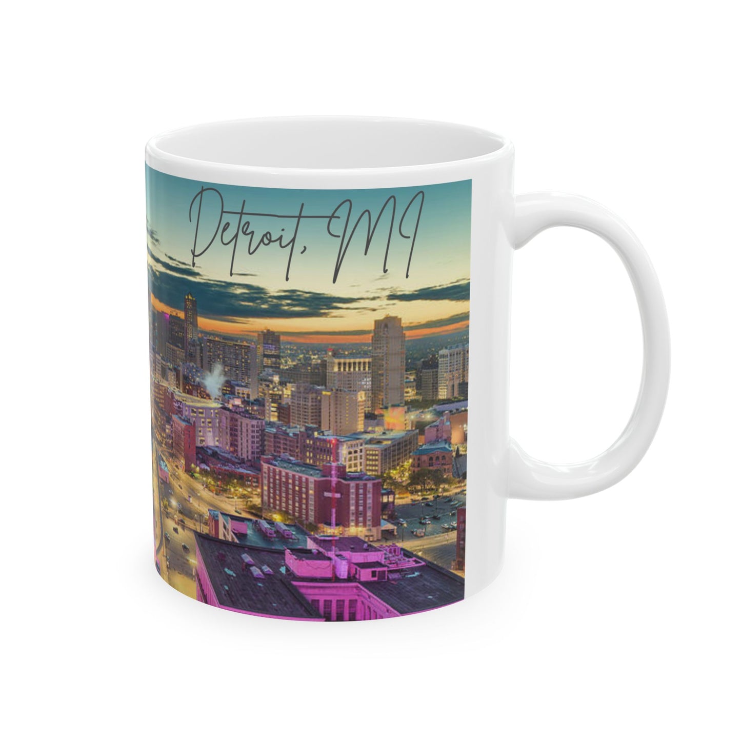 DETROIT MI - ENJOY THE BREW -  Ceramic Mug - 11oz & 15oz Coffee Cup for Skyline Lovers