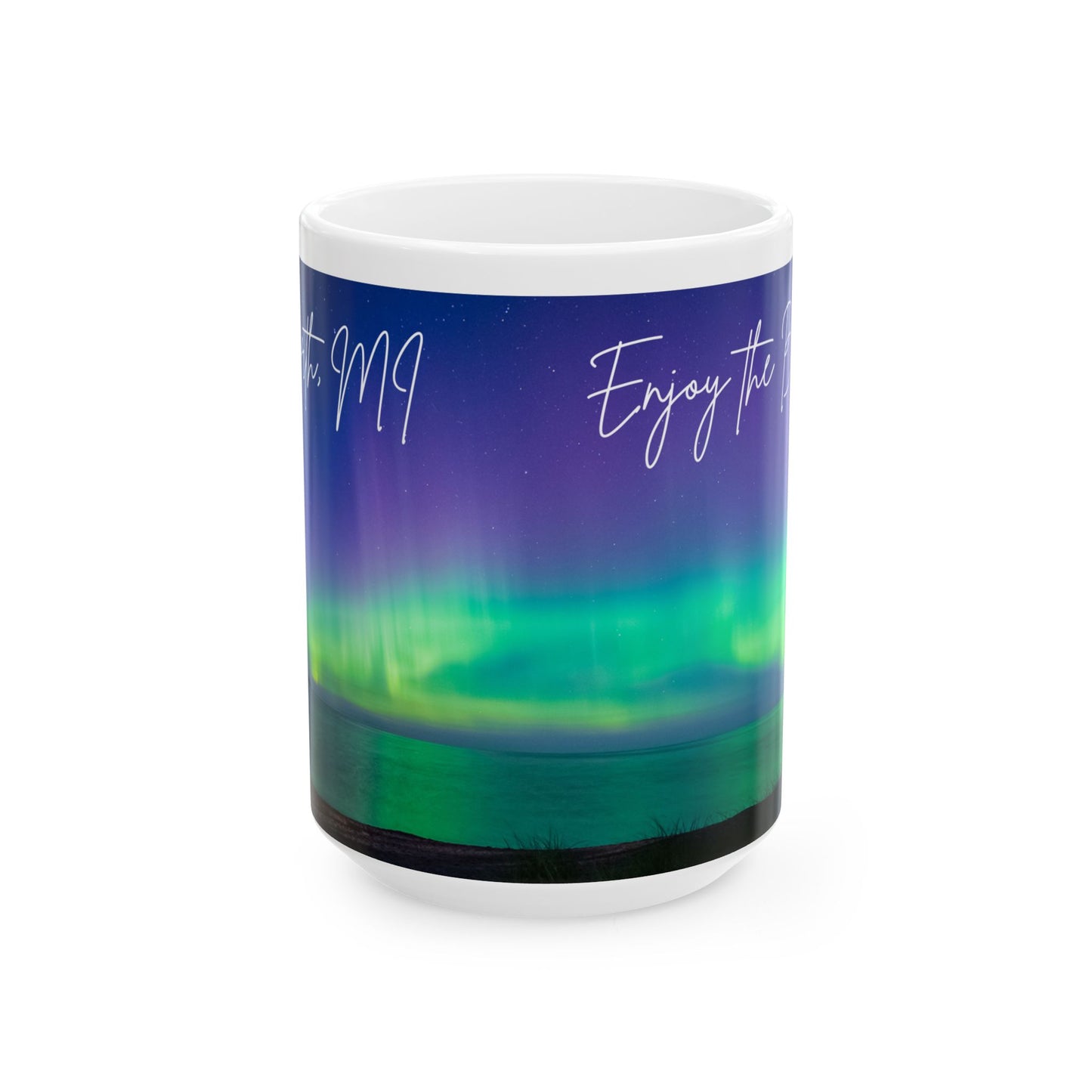 ENJOY THE BREW - UP NORTH MI  skyLINE Ceramic Mug - 11oz & 15oz Coffee Cup for Skyline Lovers