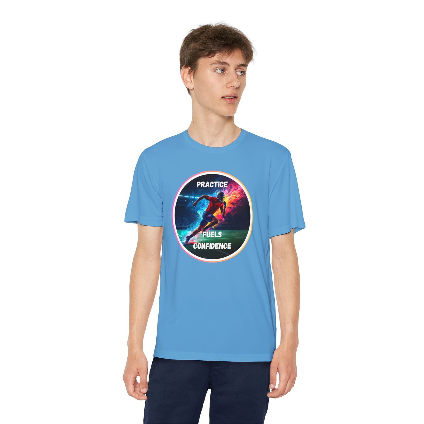 PRACTICE FUELS CONFIDENCE - Youth Athletic T-Shirt, Motivational Practice Tee for Young Athletes, Sports Team Gear, Training Apparel, Gift for Runners