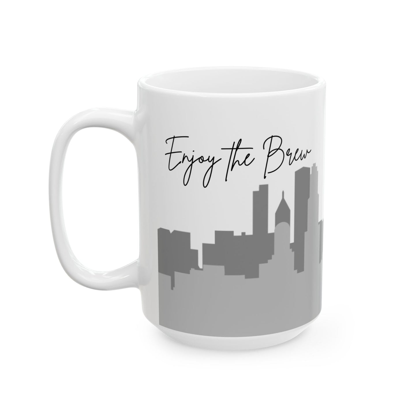 ENJOY THE BREW - TRAVERSE CITY skyLINE Ceramic Mug - 11oz & 15oz Coffee Cup for Skyline Lovers