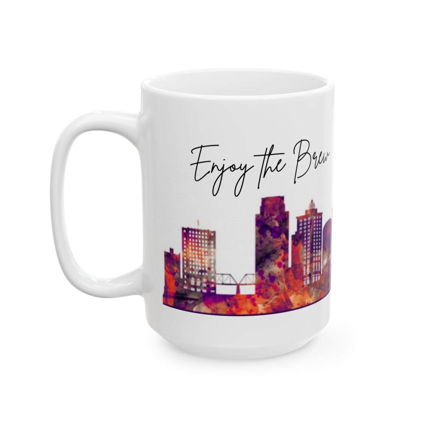 ENJOY THE BREW - GRAND RAPIDS skyLINE Ceramic Mug - 11oz & 15oz Coffee Cup for Skyline Lovers