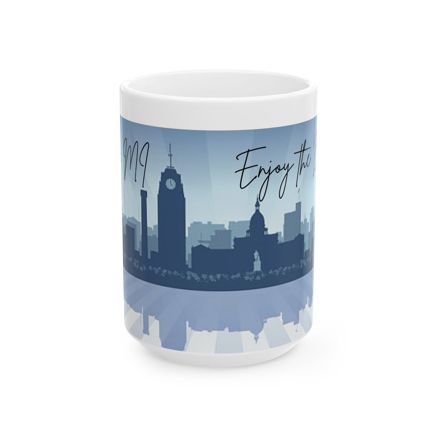ENJOY THE BREW - LANSING Landscape Ceramic Mug - 11oz & 15oz Coffee Cup for Skyline Lovers