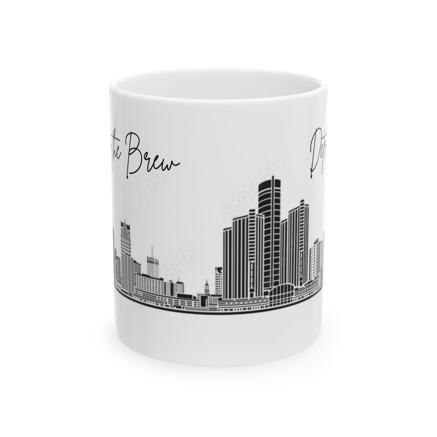 DETROIT MI skyLINE - ENJOY THE BREW -  Ceramic Mug - 11oz & 15oz Coffee Cup for Skyline Lovers
