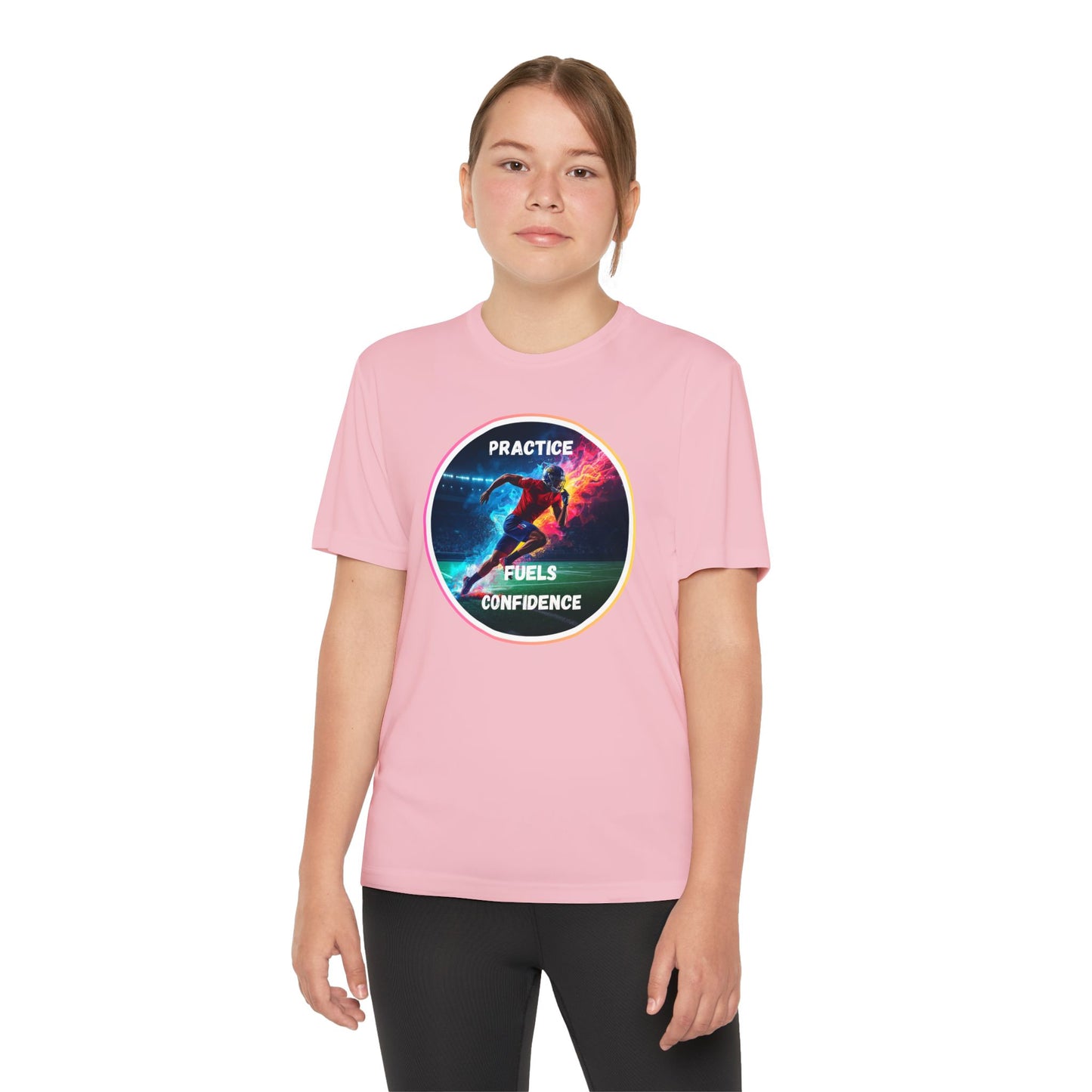 PRACTICE FUELS CONFIDENCE - Youth Athletic T-Shirt, Motivational Practice Tee for Young Athletes, Sports Team Gear, Training Apparel, Gift for Runners