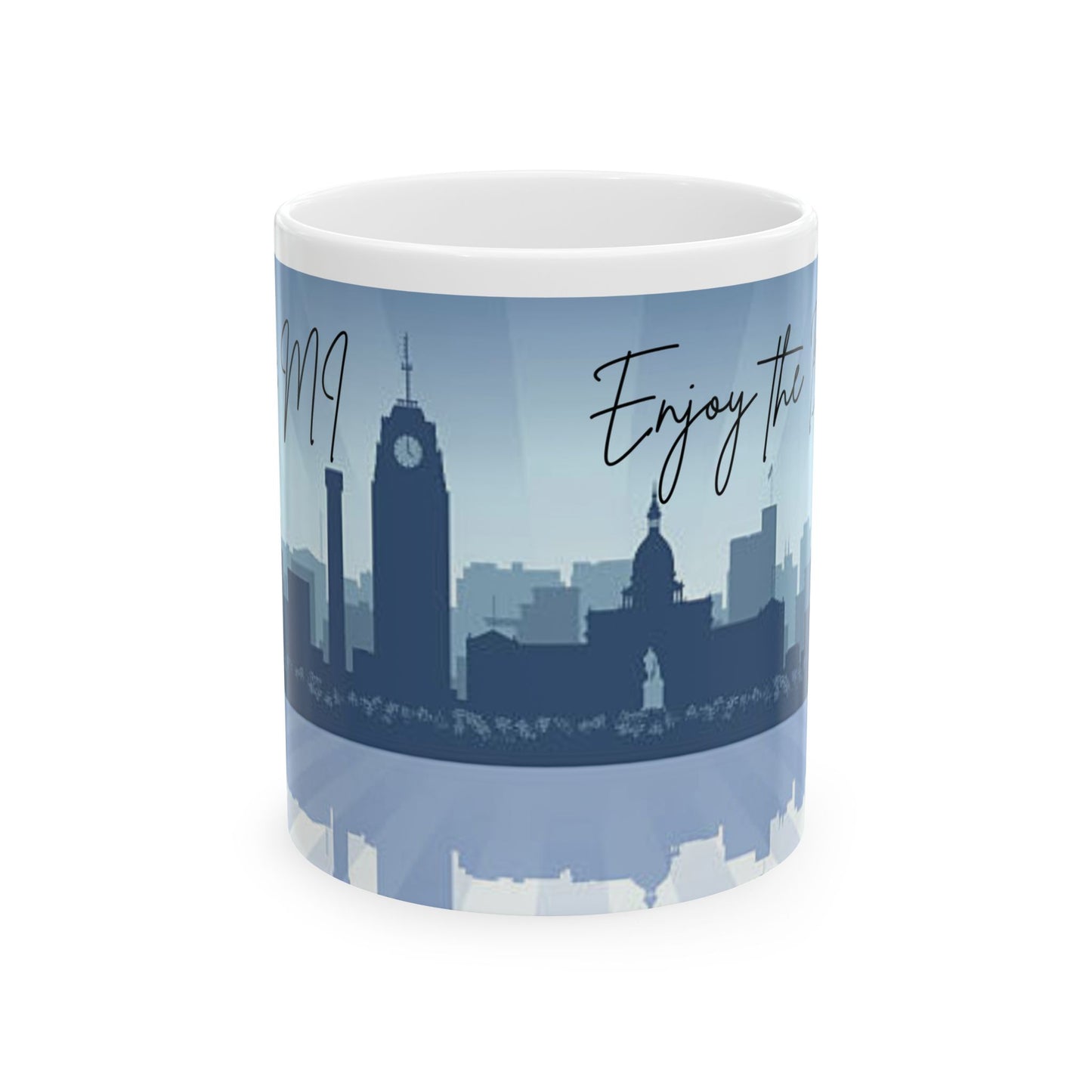 ENJOY THE BREW - LANSING Landscape Ceramic Mug - 11oz & 15oz Coffee Cup for Skyline Lovers