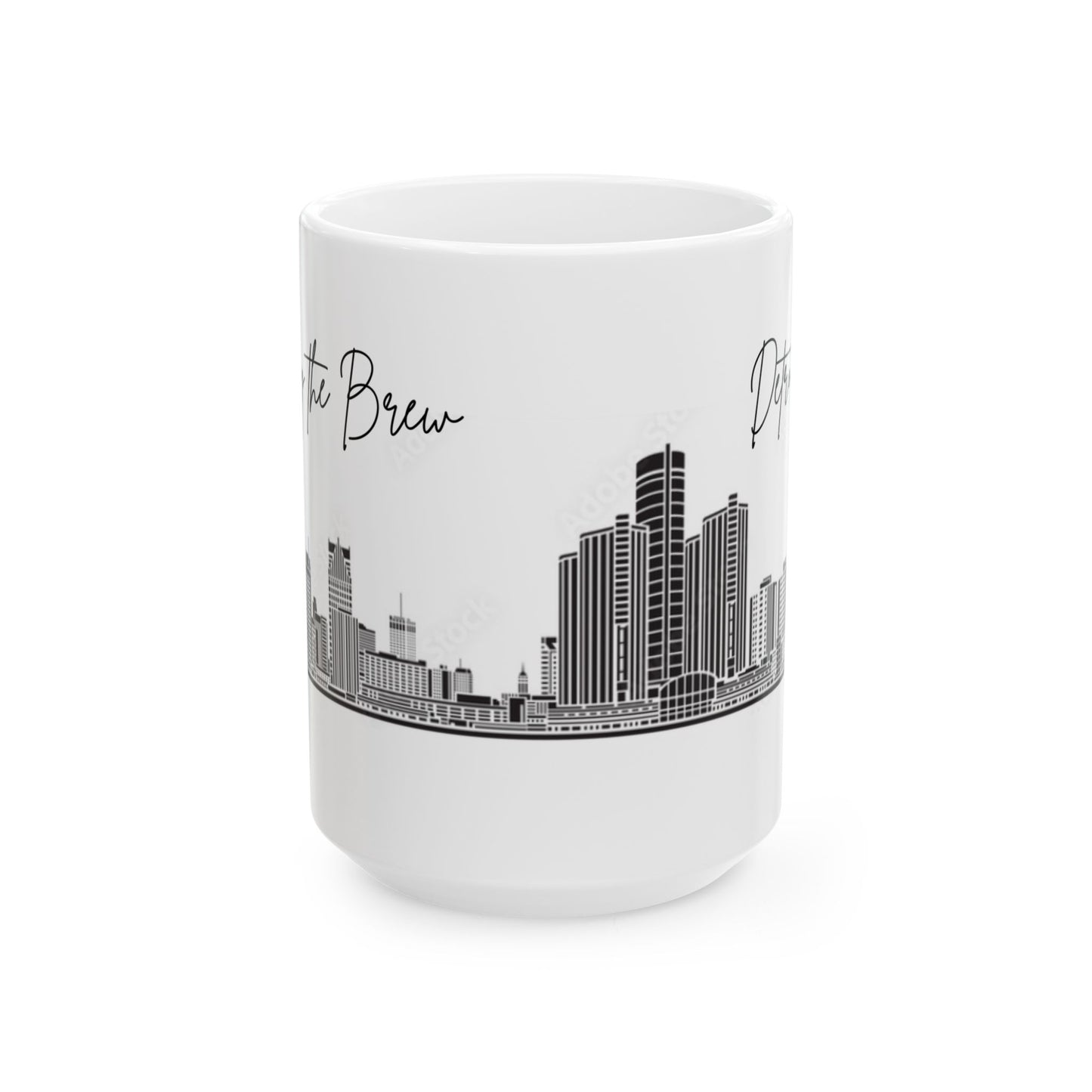 DETROIT MI skyLINE - ENJOY THE BREW -  Ceramic Mug - 11oz & 15oz Coffee Cup for Skyline Lovers