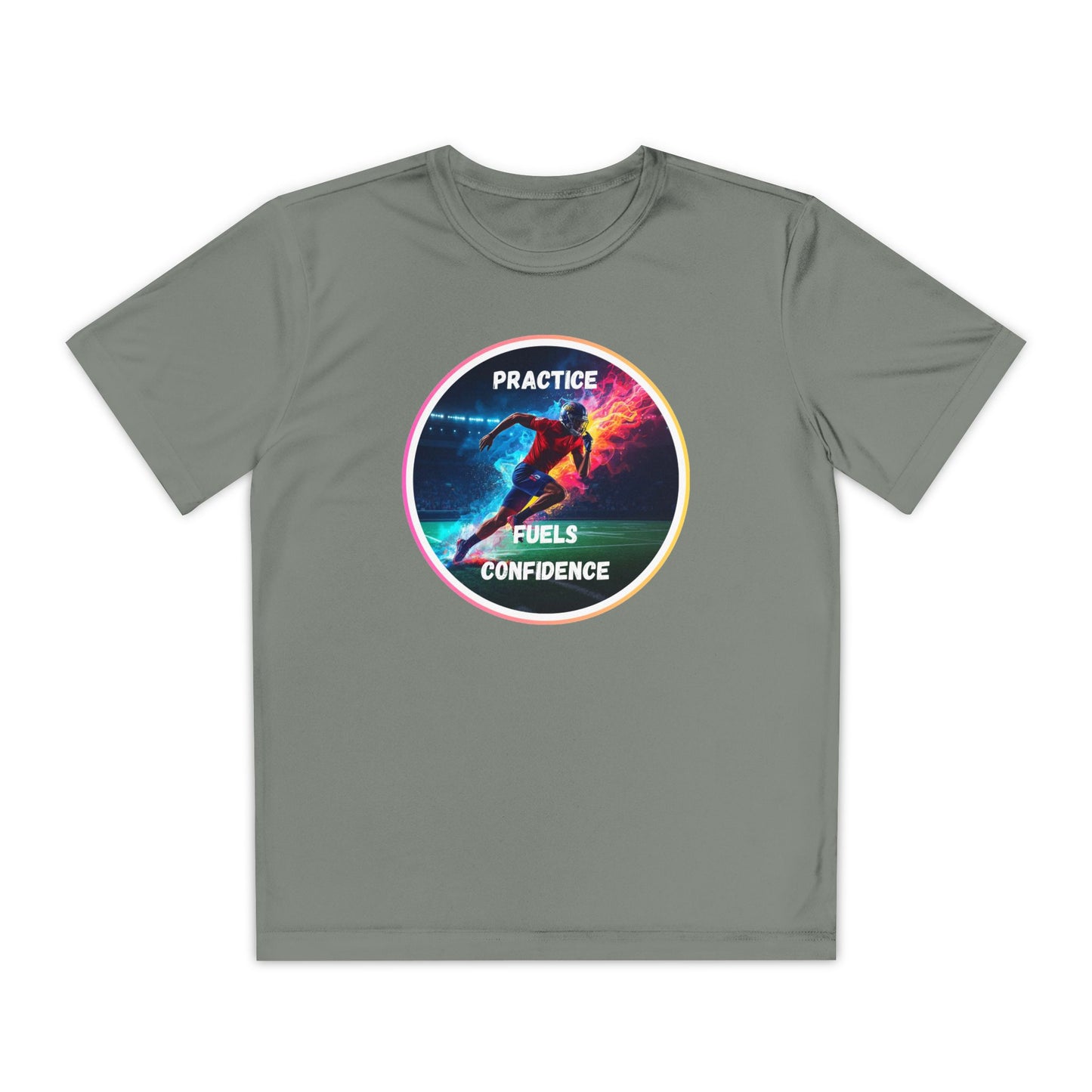 PRACTICE FUELS CONFIDENCE - Youth Athletic T-Shirt, Motivational Practice Tee for Young Athletes, Sports Team Gear, Training Apparel, Gift for Runners