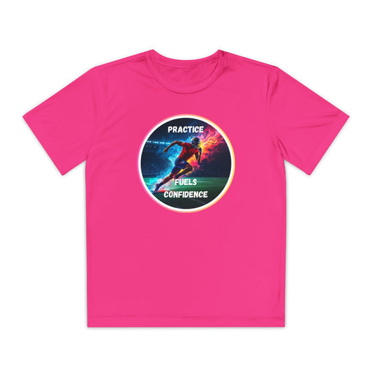 PRACTICE FUELS CONFIDENCE - Youth Athletic T-Shirt, Motivational Practice Tee for Young Athletes, Sports Team Gear, Training Apparel, Gift for Runners